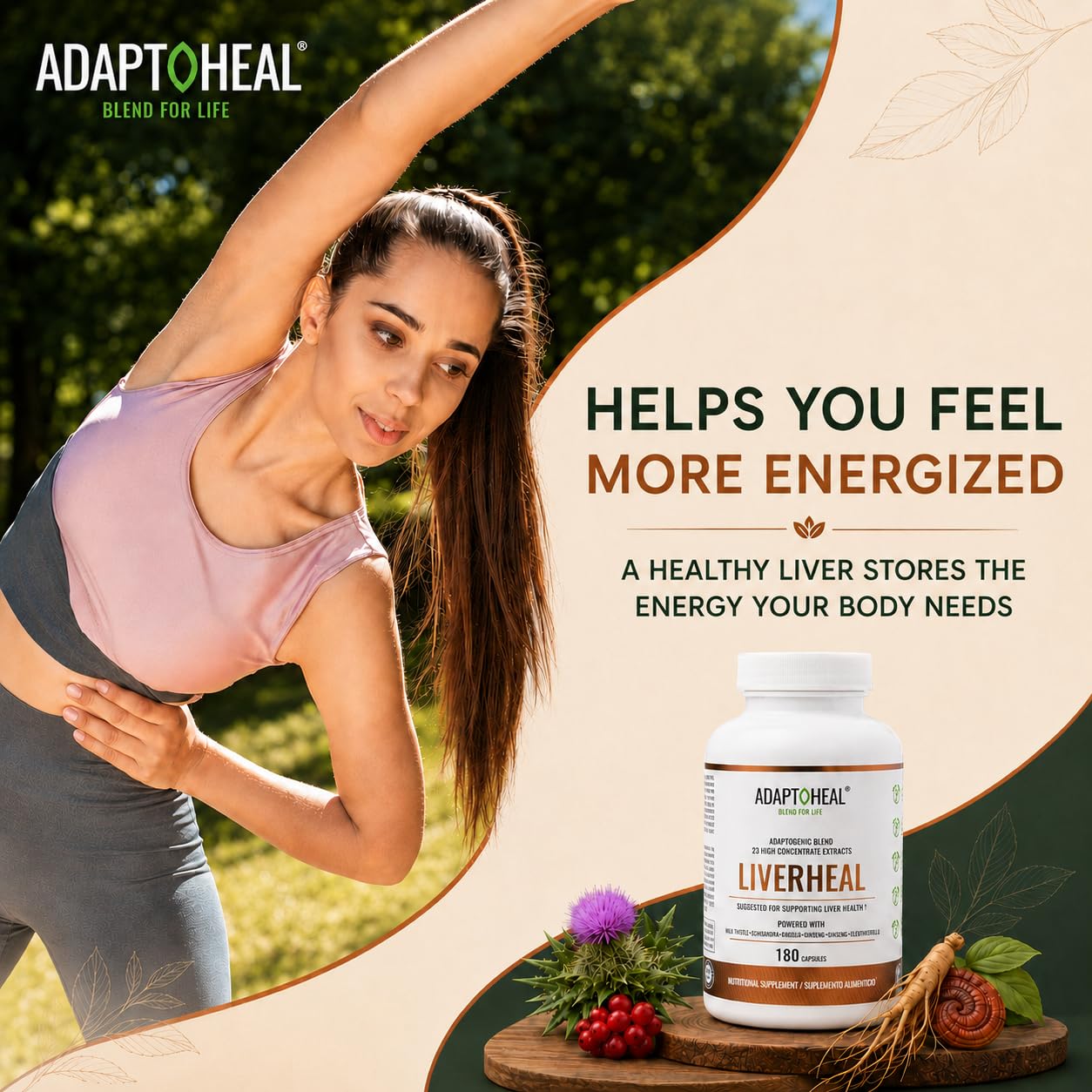 ADAPTOHEAL Milk Thistle, Turmeric and Astragalus Complex – Liverheal Herbal Liver Cleanse and Detox Formula with Artichoke and Schisandra Extracts – High-Potency Plant Blend 180 Capsules