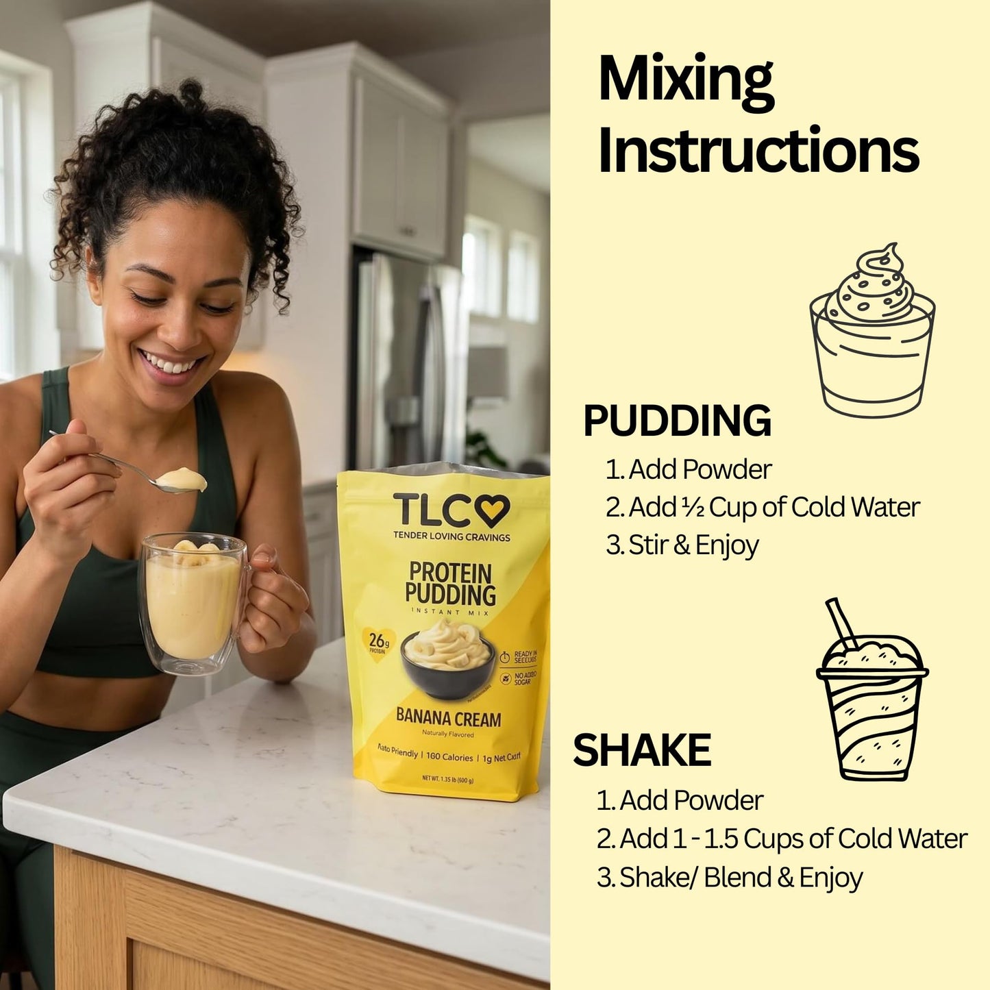 TLC Protein Pudding Instant Mix Banana Cream 21.12