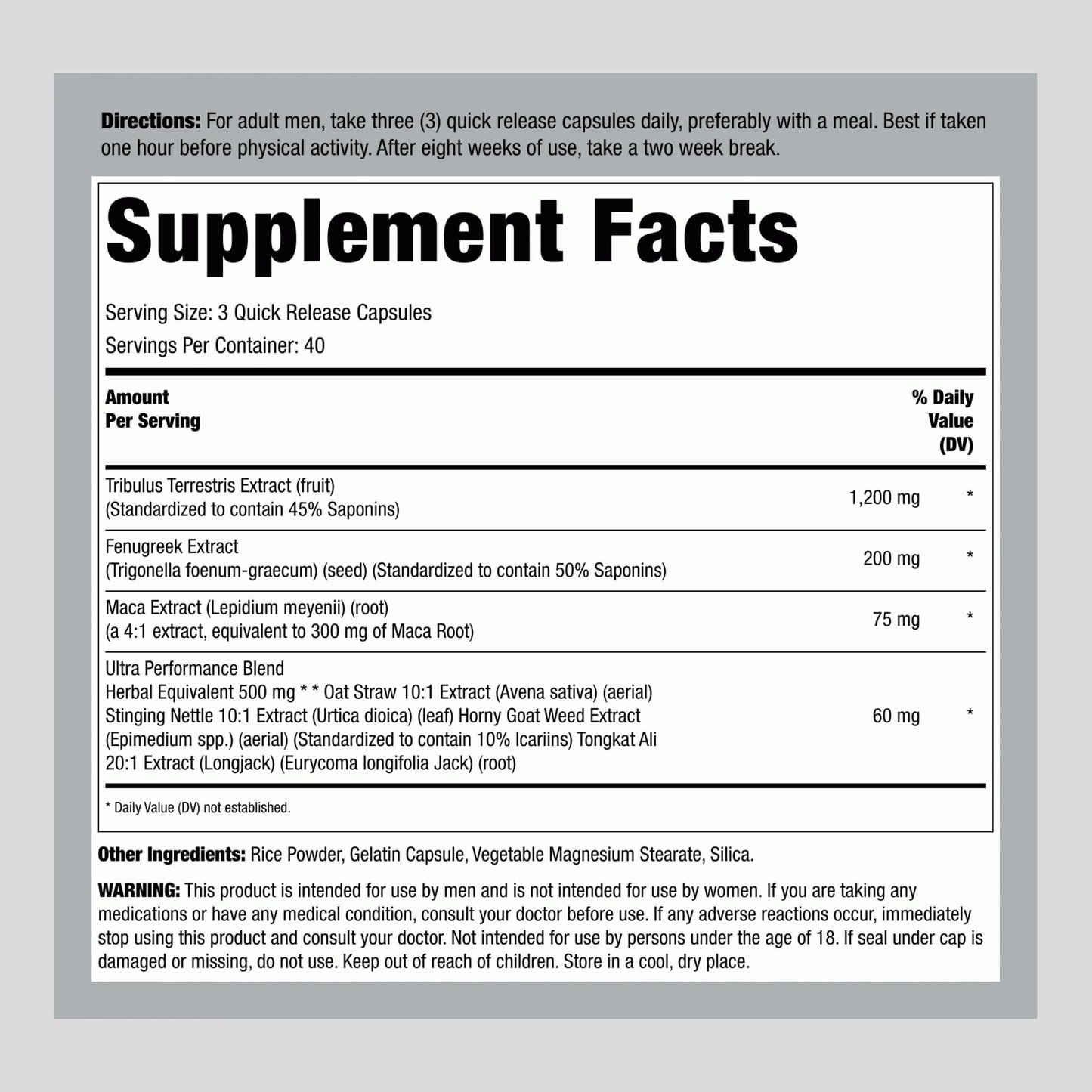 Fitness Labs Tribulus Terrestris for Men Capsules 120 Count