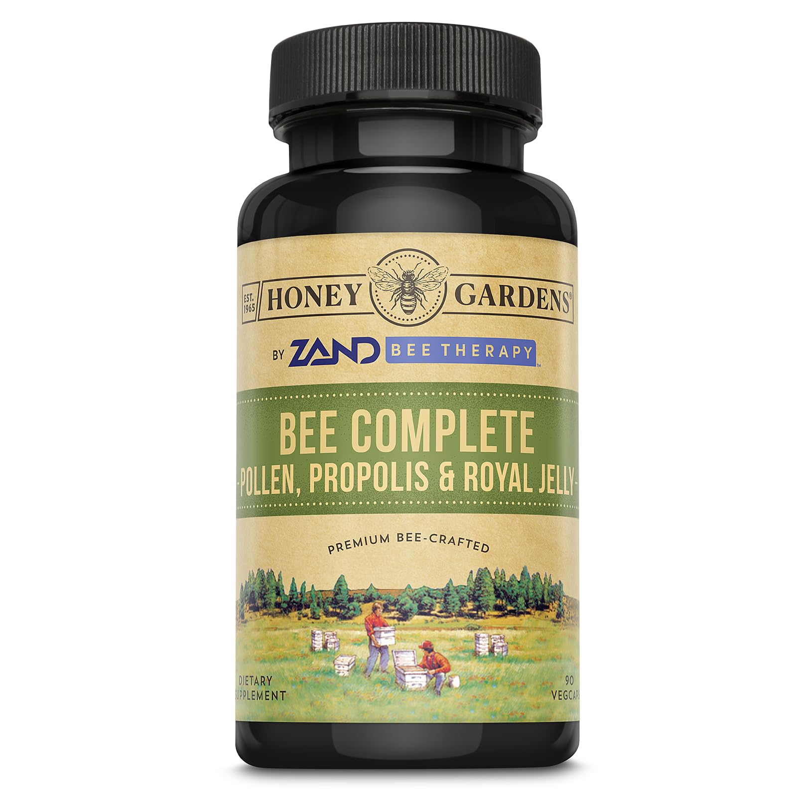 ZAND Honey Gardens Bee Complete - Bee Pollen Supplement for Men & Women, Propolis & Royal Jelly Superfood Blend, High Potency Nourishing Formula, Capsules, 90 Count
