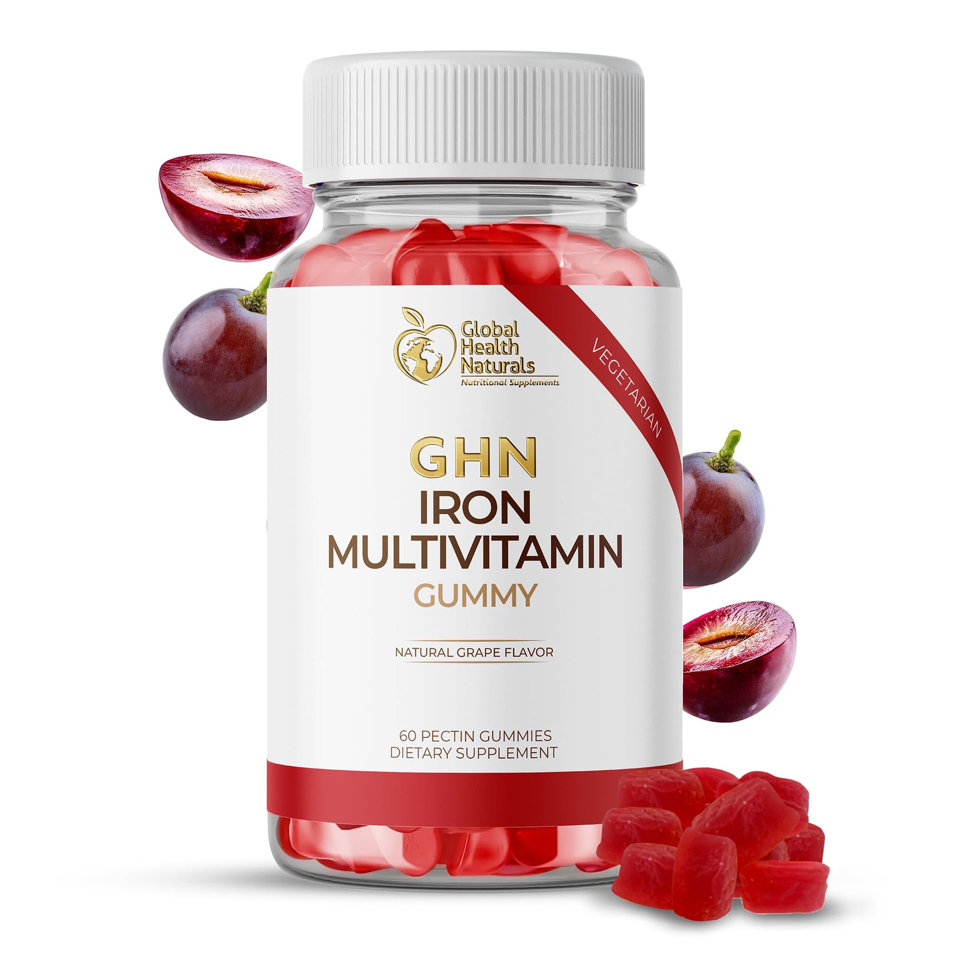 Global Health Naturals Nutritional Supplements Vegan Women’s Multivitamin Gummies with Iron – Gummy, 60 Count