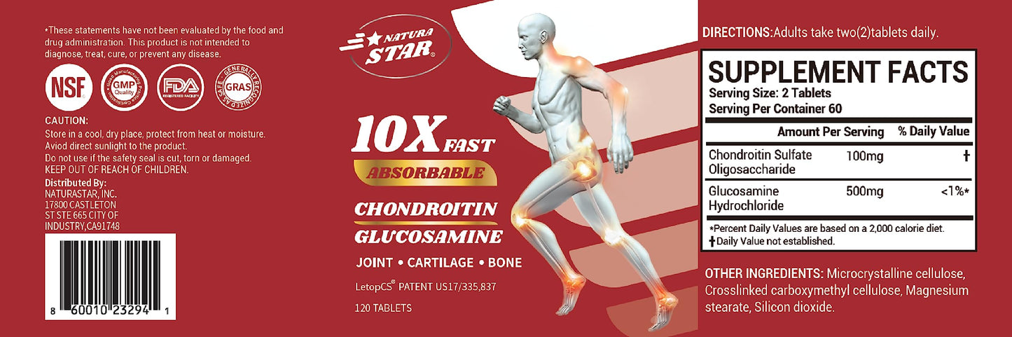 NATURASTAR Absorbable Glucosamine Chondroitin 120 Tablets