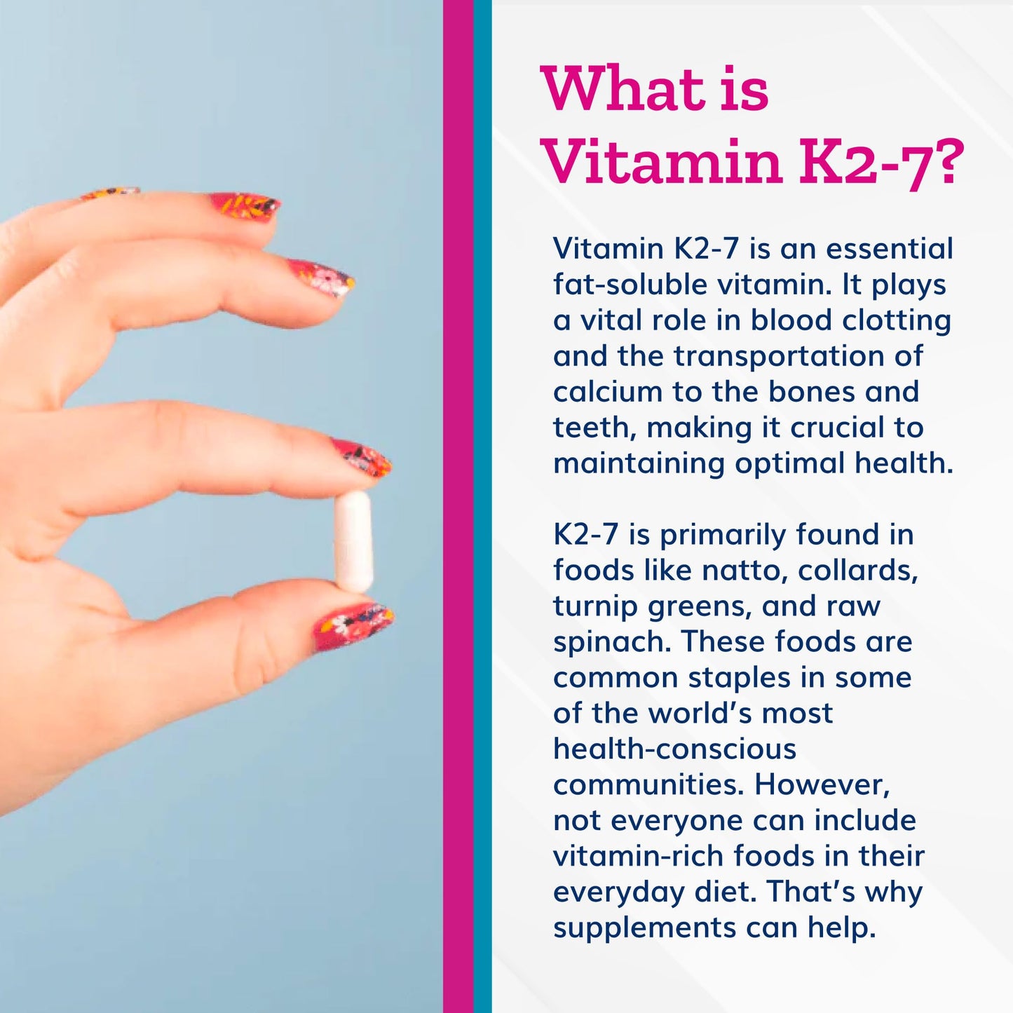 Just Thrive Vitamin K2-7 Supplement for Bone, Brain & Cardiovascular Health, 60 Capsules