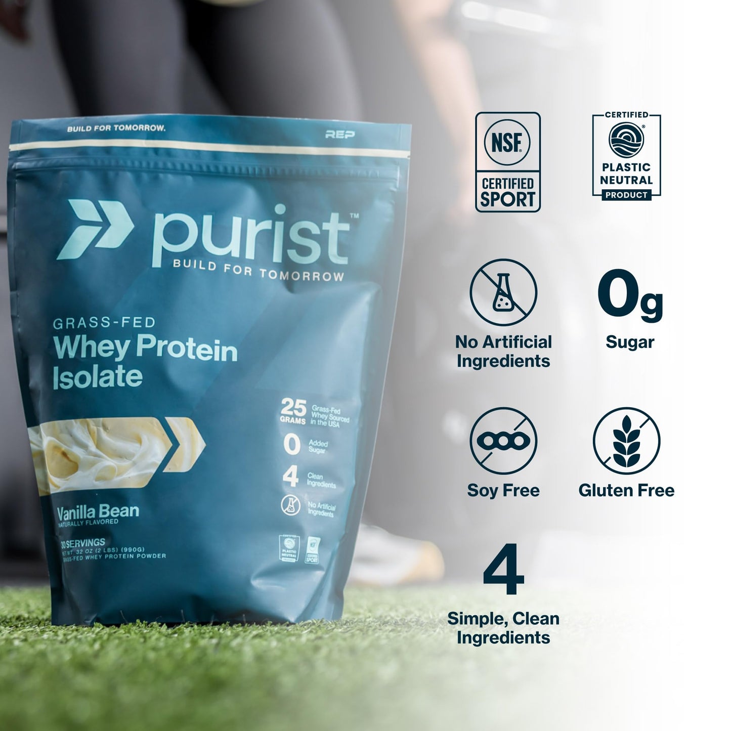 PURIST Grass Fed Whey Protein Isolate Powder, Keto, Sugar Free, 32 Servings