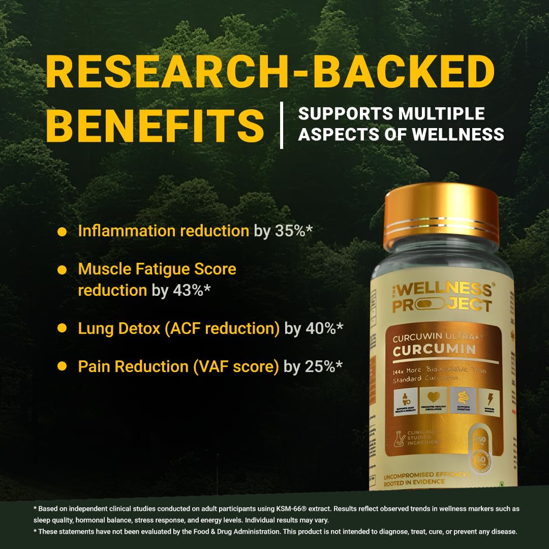 The Wellness Project Turmeric Curcumin with Curcuwin Ultra+ 250mg, 60 Tablets