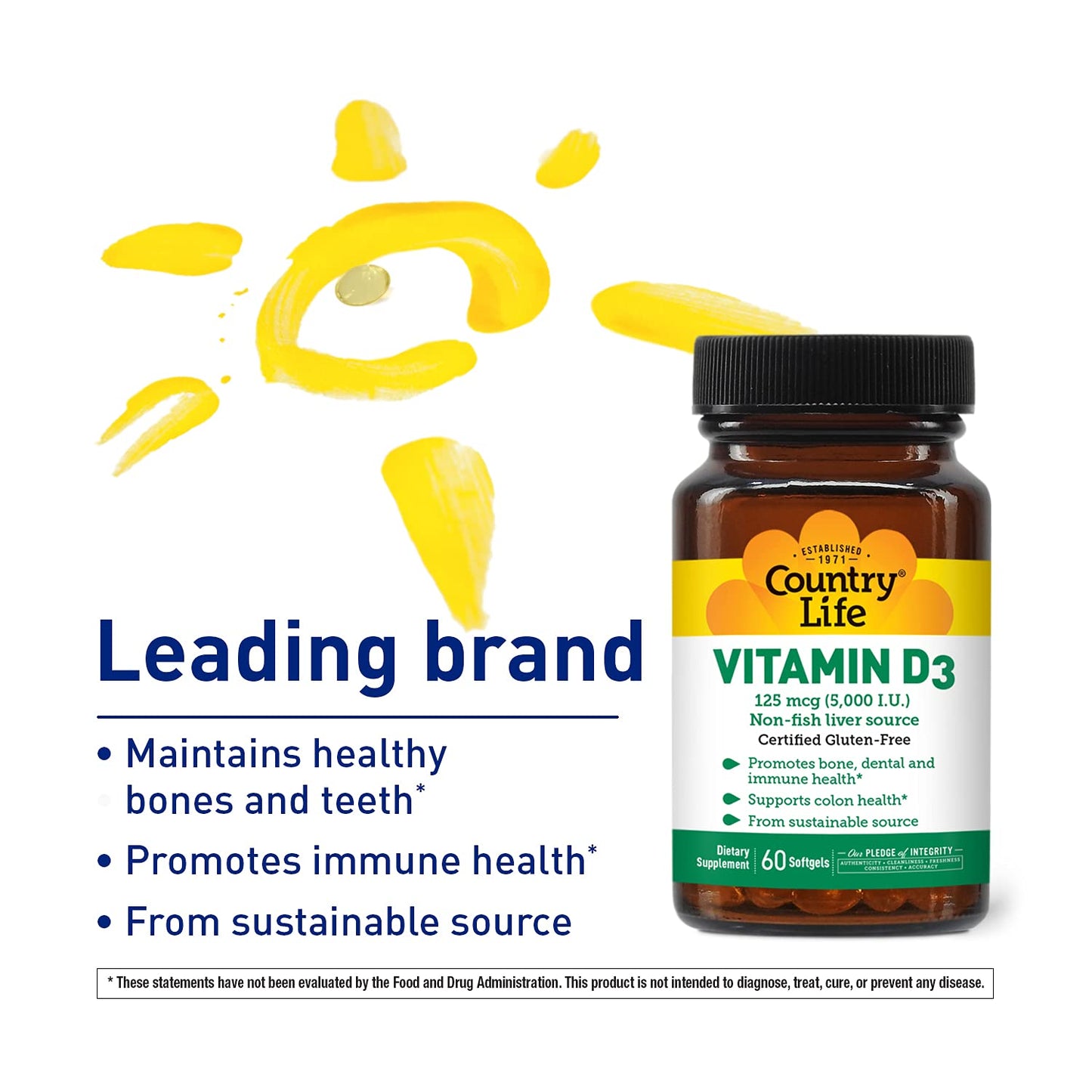 Country Life Vitamin D3 5000 IU Capsules 120