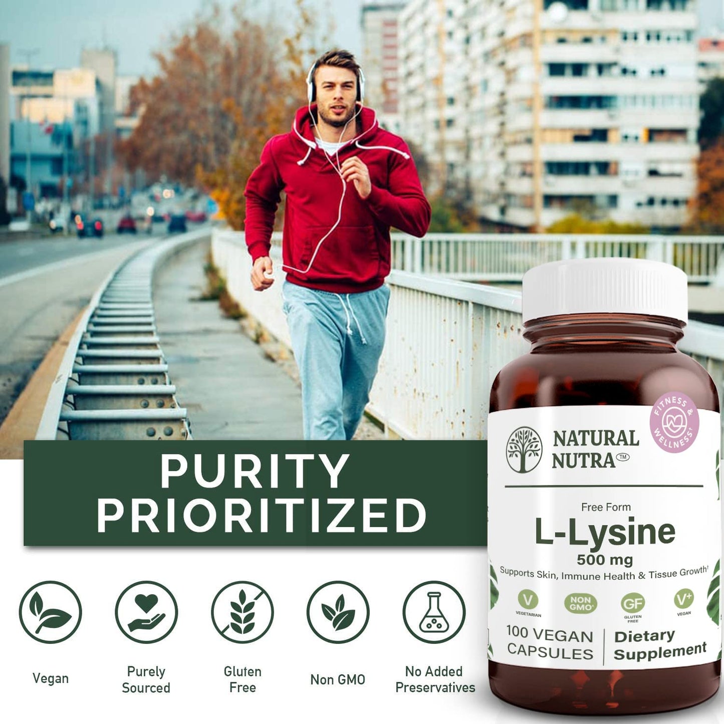 Natural Nutra L-Lysine HCl 500mg Capsule, 100 Capsules