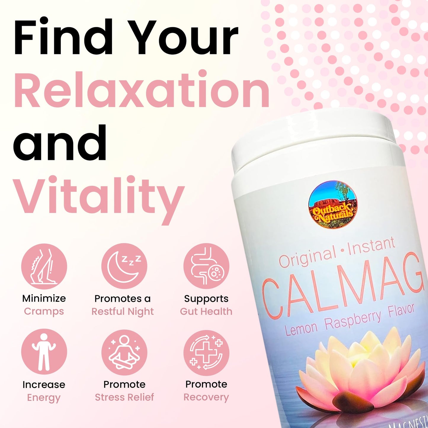 Outback Naturals CalMag 2:1 High Absorption Calcium Magnesium Citrate Powder Supplement, Lemon Raspberry Flavor, 16 oz