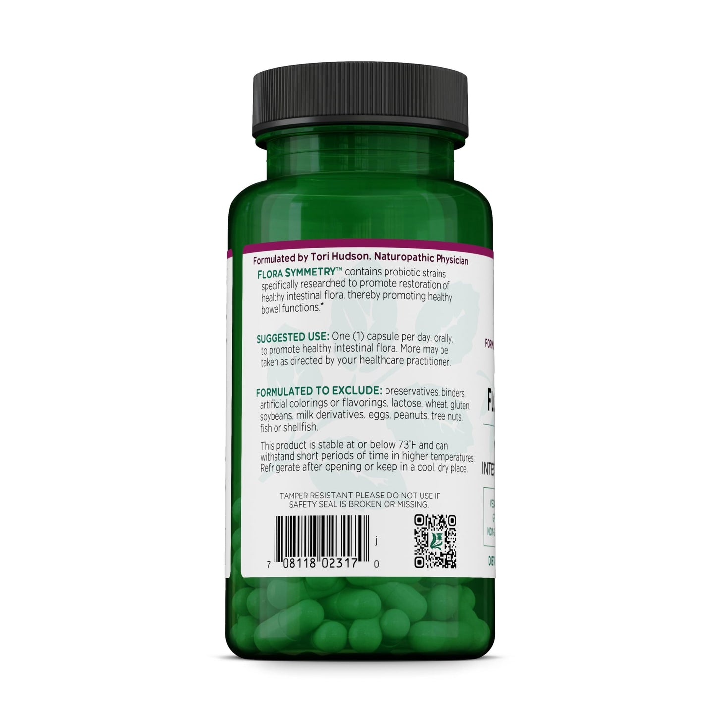 Vitanica Flora Symmetry Probiotic Supplement with Lactobacillus and Bifidobacteria, Gut and Digestive Immune Health, Vegan, 60 Capsules