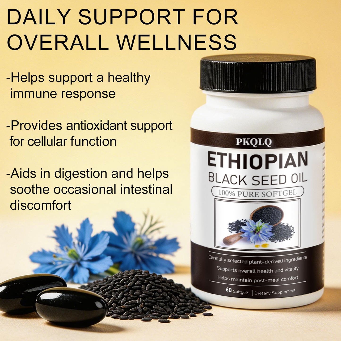 PBZPBZ Organic Ethiopian Black Seed Oil Softgels, 60 Count
