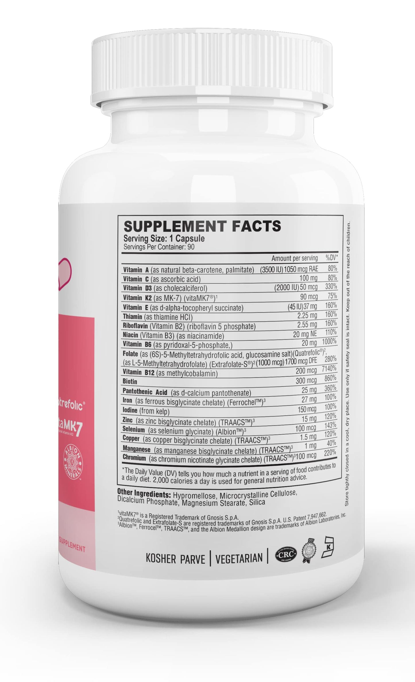 NUTRI-SUPREME RESEARCH Prenatal Vitamin with Methyl Folate and Iron Capsule, 90 Count