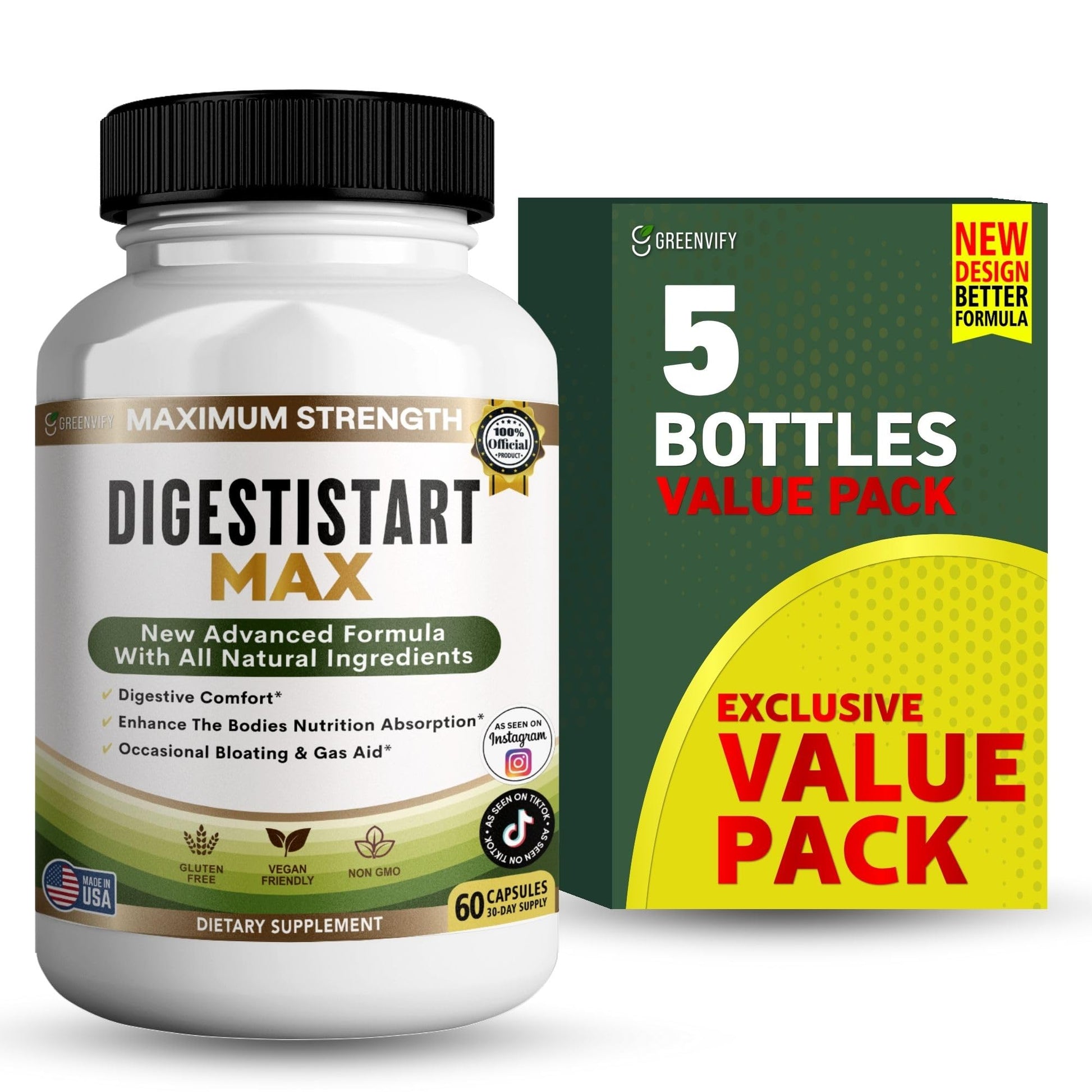 GREENVIFY Digestive Start Max Supplement Capsule, 60 Count