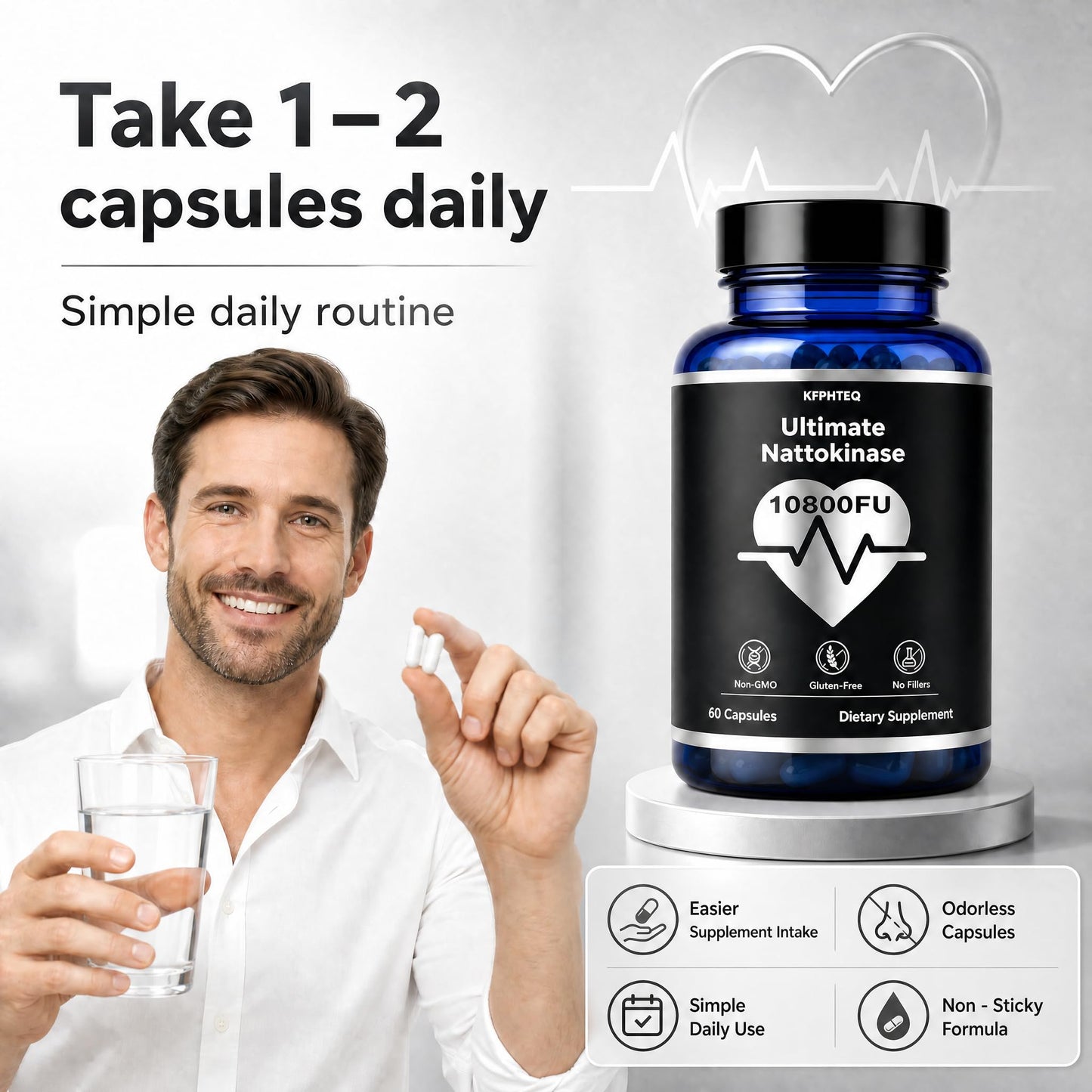 KFPHTEQ Nattokinase Supplement Capsule 60 Capsules