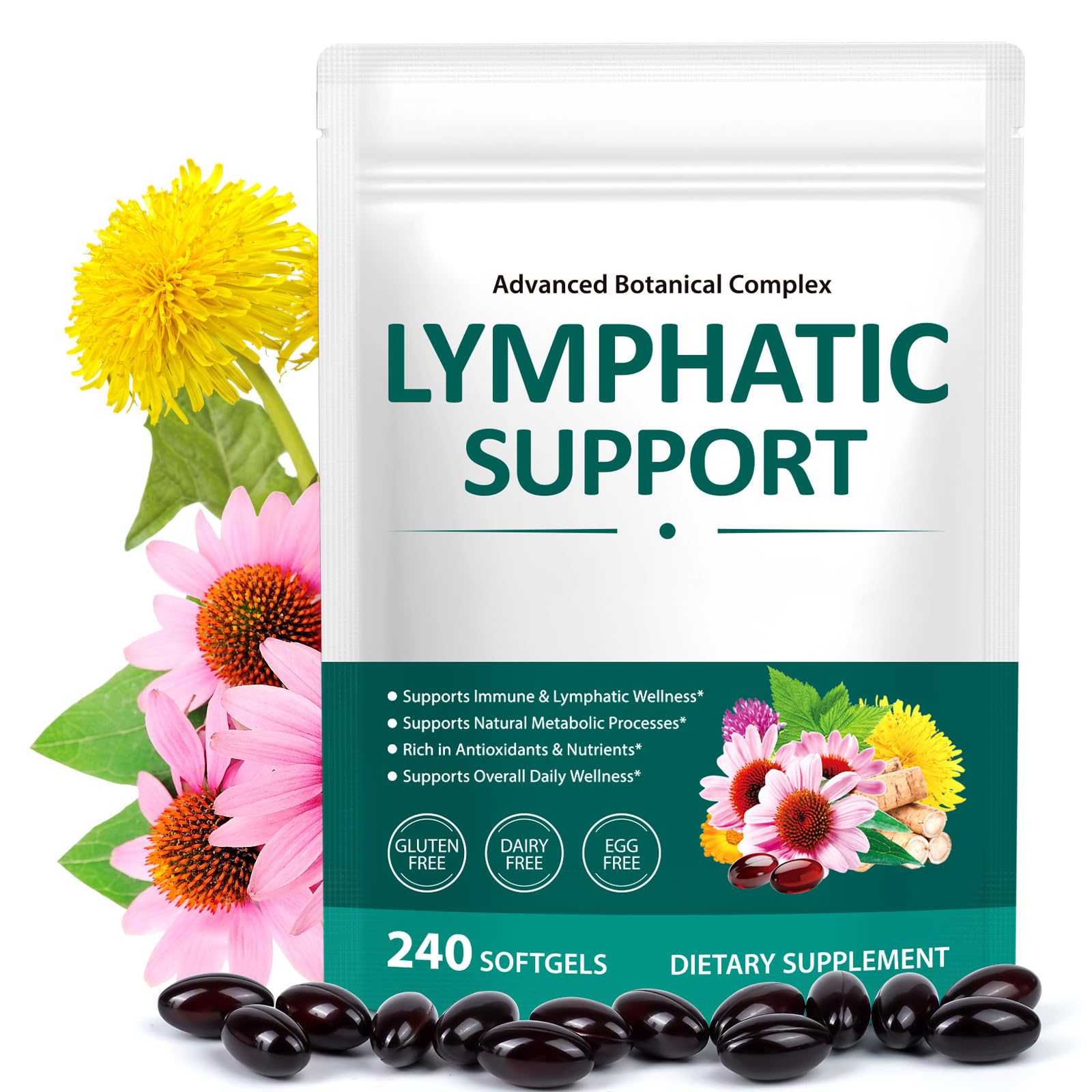 YEMFGQOE Lymphatic Drainage Supplements Softgels, 240 Count