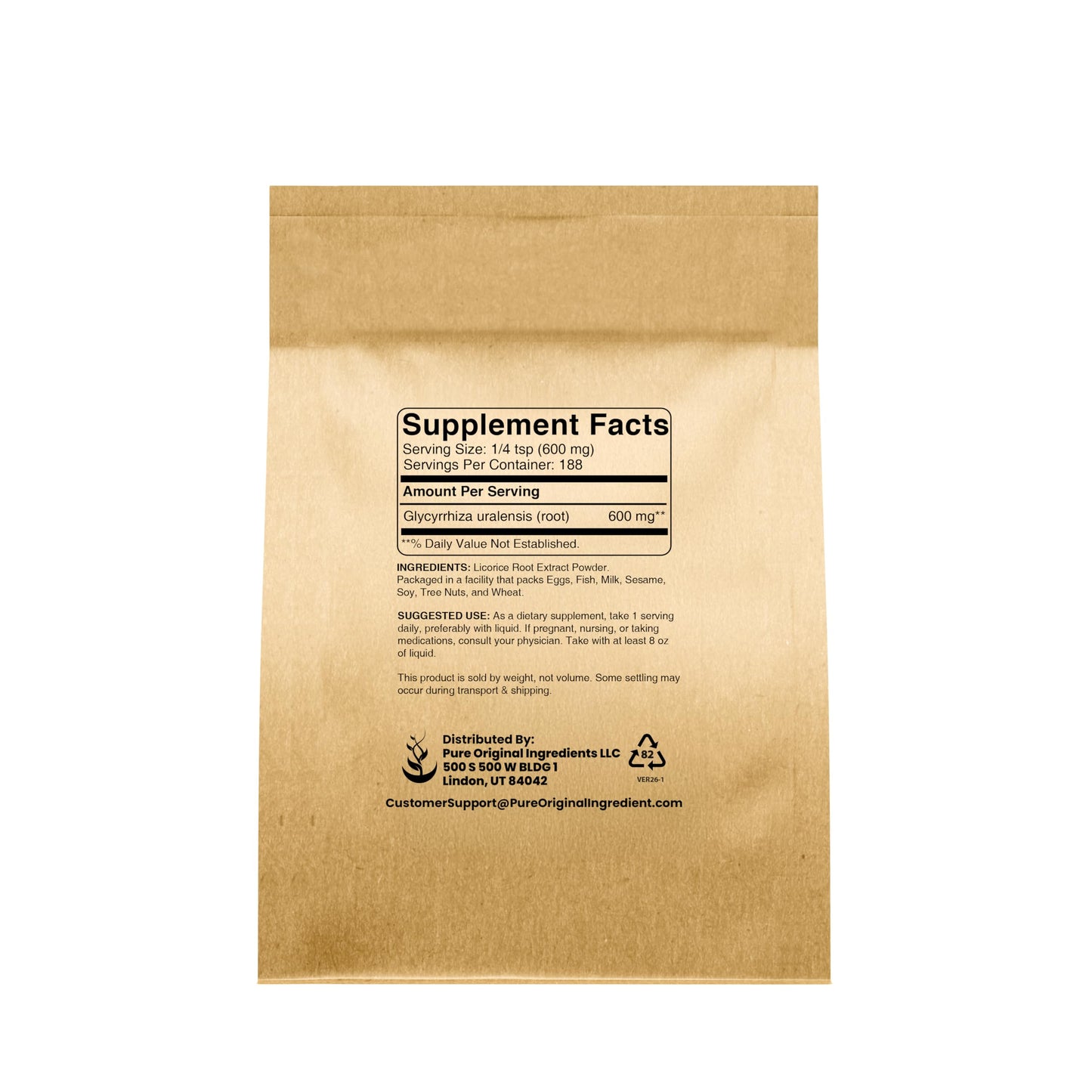 PURE ORIGINAL INGREDIENTS Licorice Extract Powder 4 oz