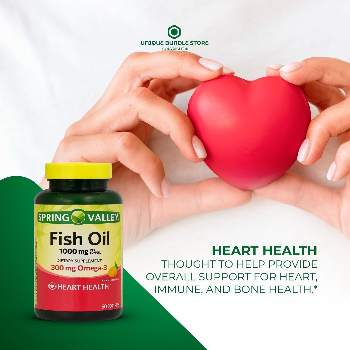 Unique Bundle Store Omega-3 Fish Oil 1000mg Softgels 120 Count
