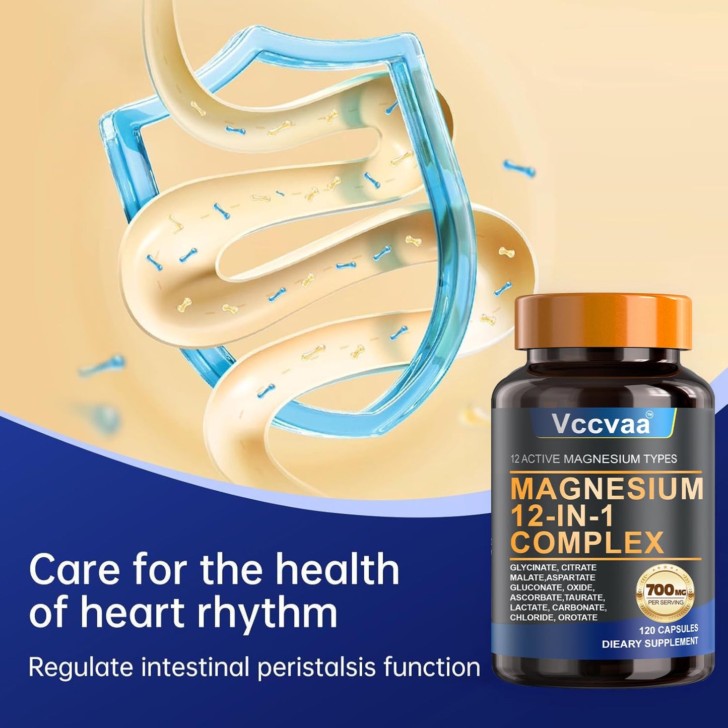 Vccvaa Magnesium Complex 700mg Capsules, 120 Capsules