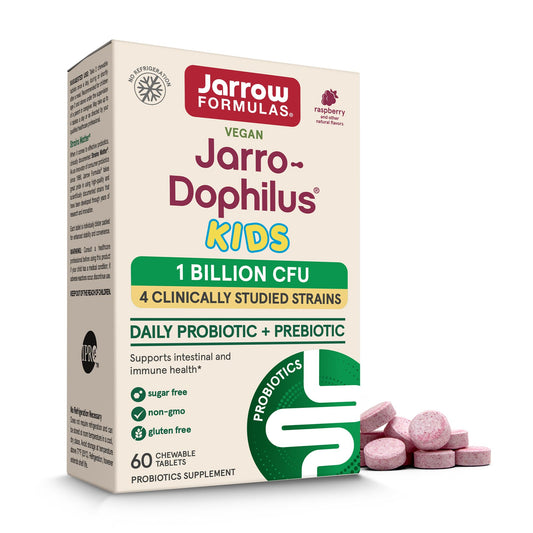 Jarrow Formulas Jarro-Dophilus Kids Probiotics and Prebiotics 1 Billion CFU, Chewable Tablets 60