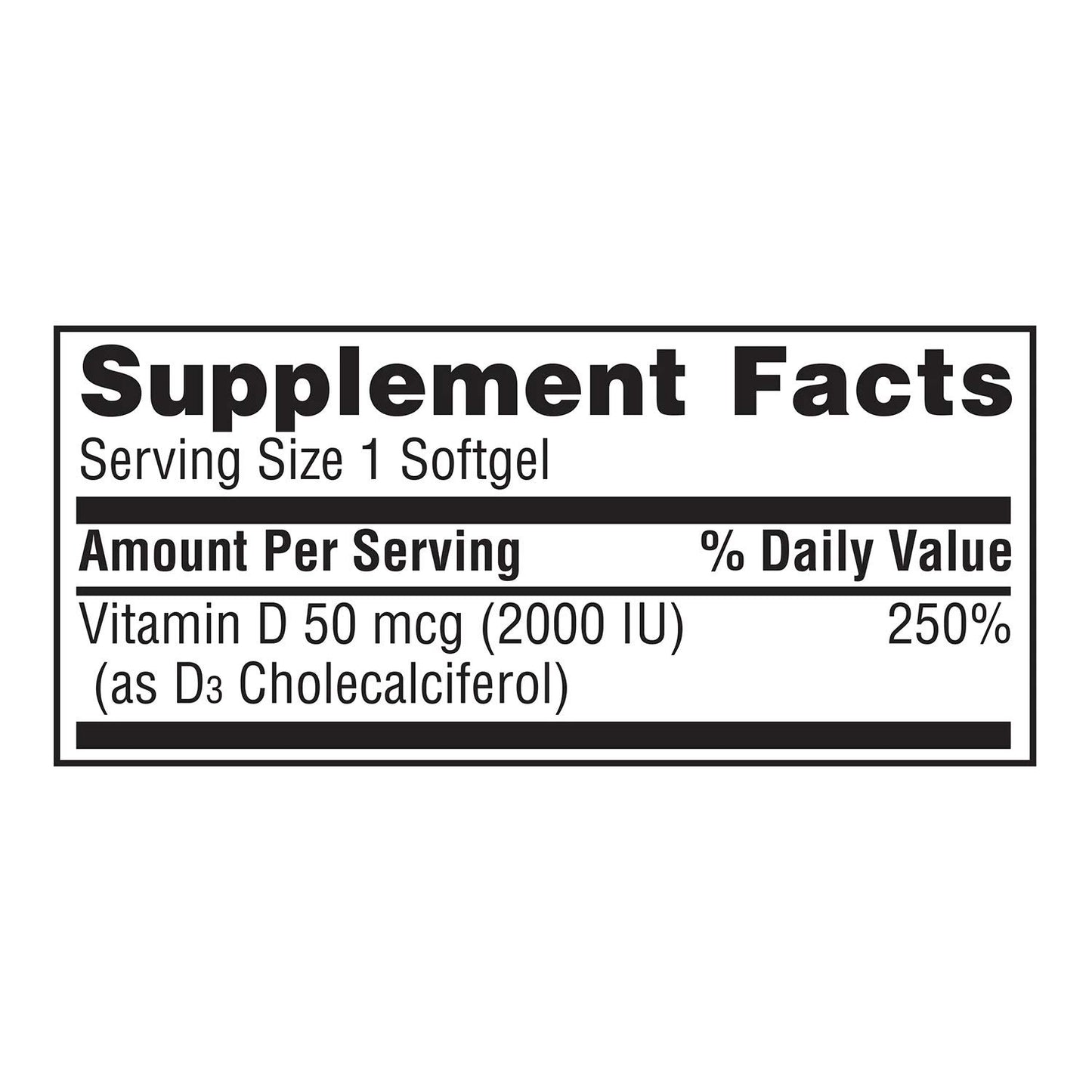 Member's Mark Vitamin D3 50 mcg (2000 IU) Dietary Supplement Softgel 1