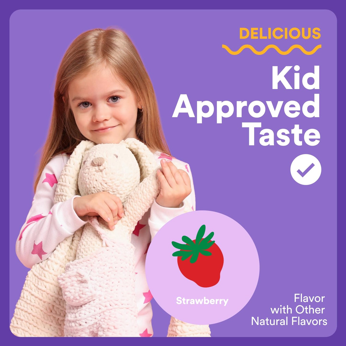 SmartyPants Kids Sleep Gummies Supplement Zero Melatonin: L-Theanine, Lemon Balm & Magnesium, Sleep Aid, Strawberry Flavor Gummy 1 Count