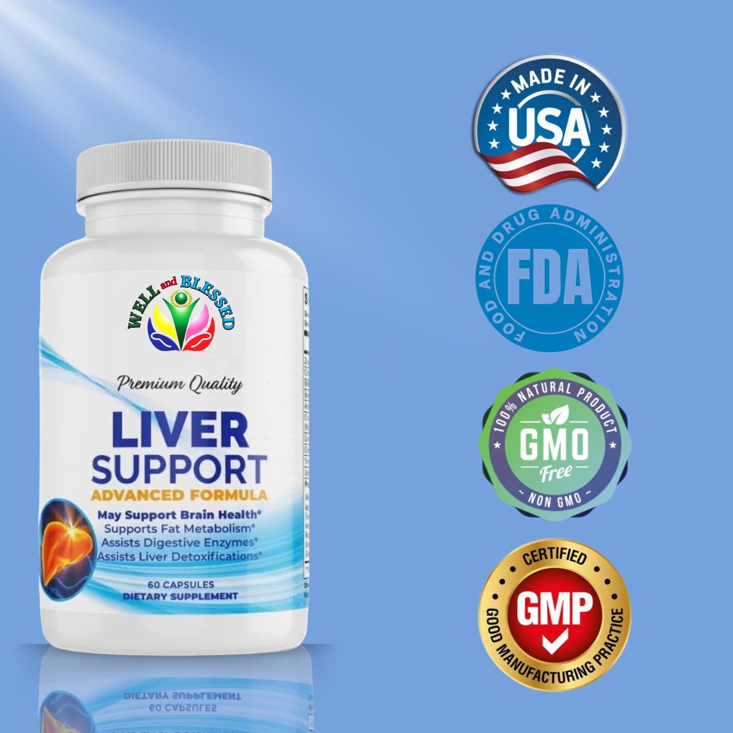Well and Blessed Liver Support Herbal Supplements 60 Capsules