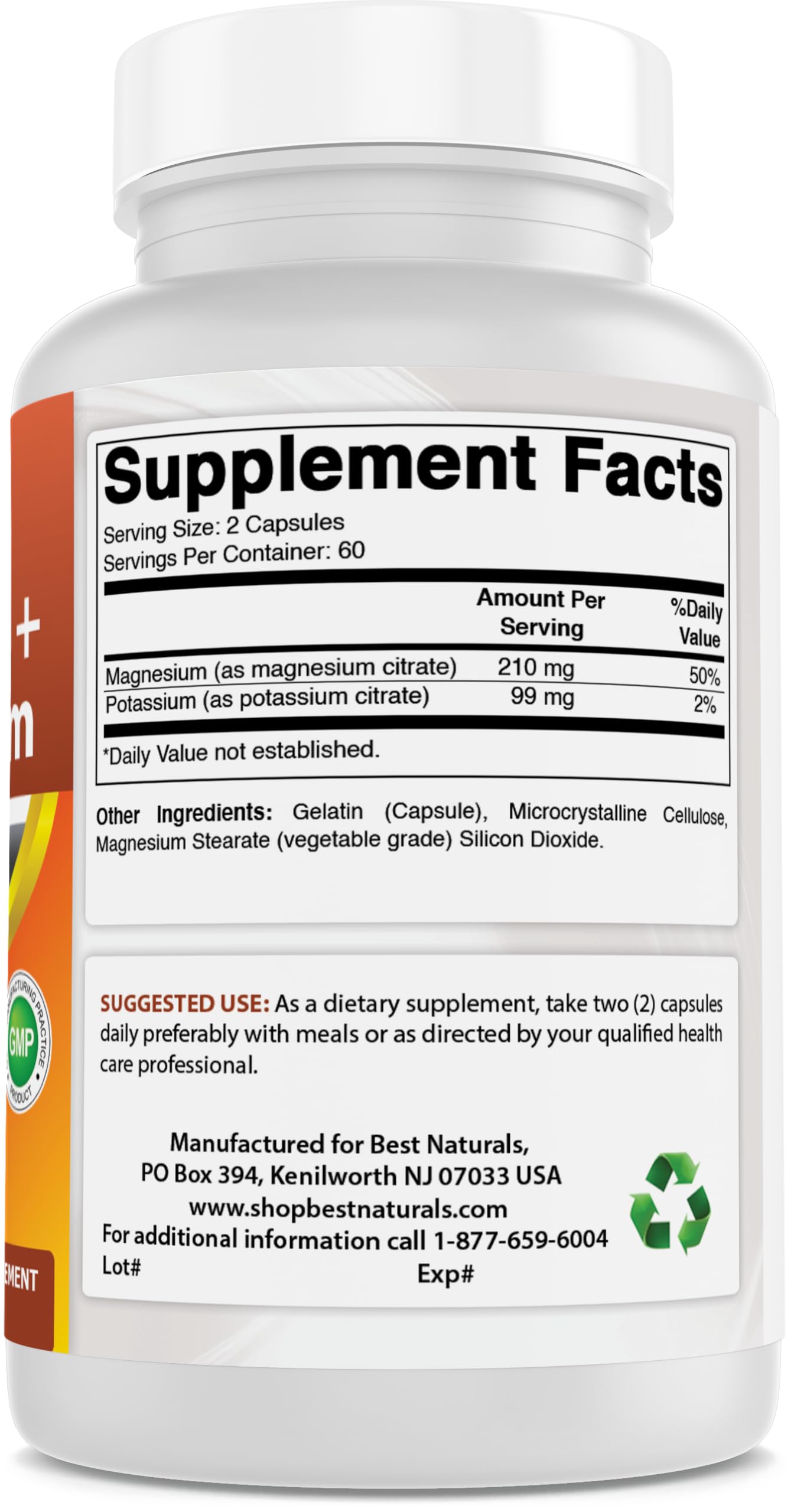 Best Naturals Potassium + Magnesium Capsules, 120 Count