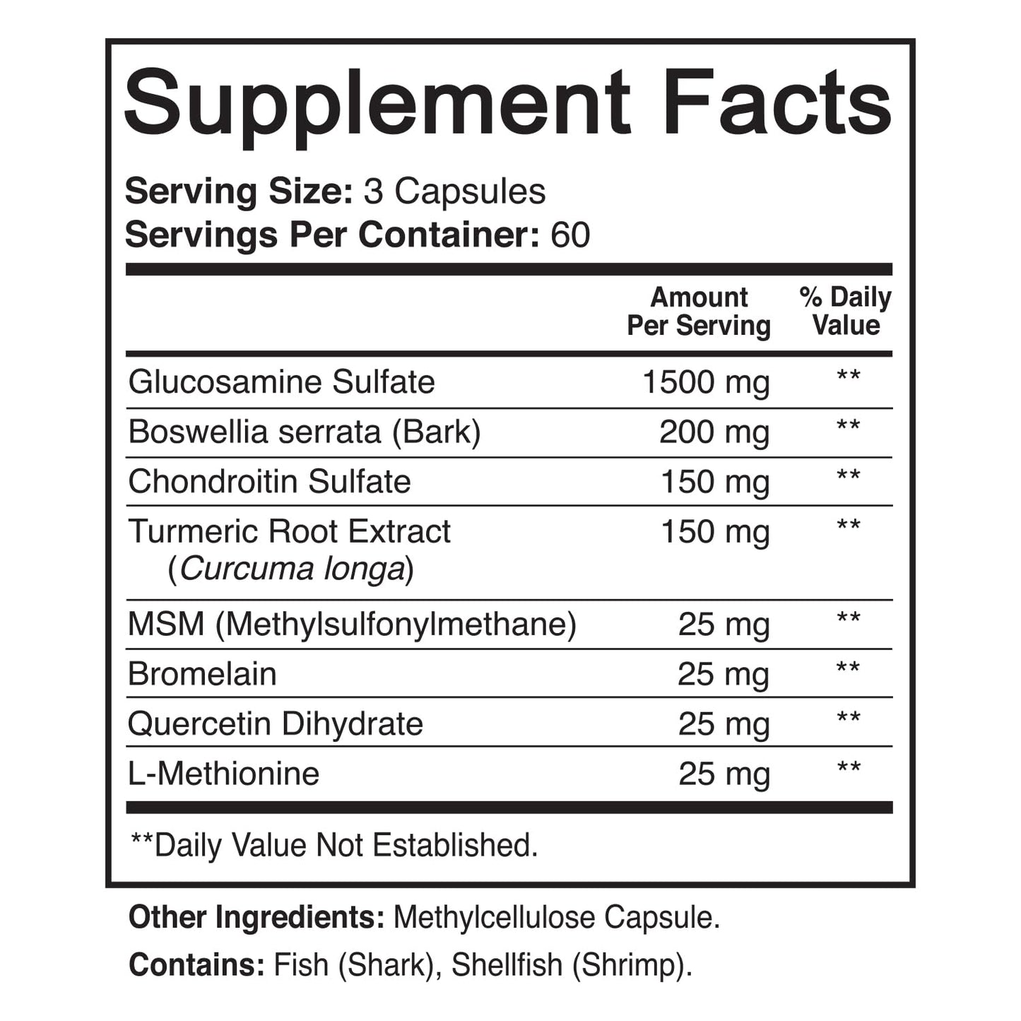 NutriFlair Glucosamine Chondroitin Turmeric MSM Boswellia Capsules, 90 Count