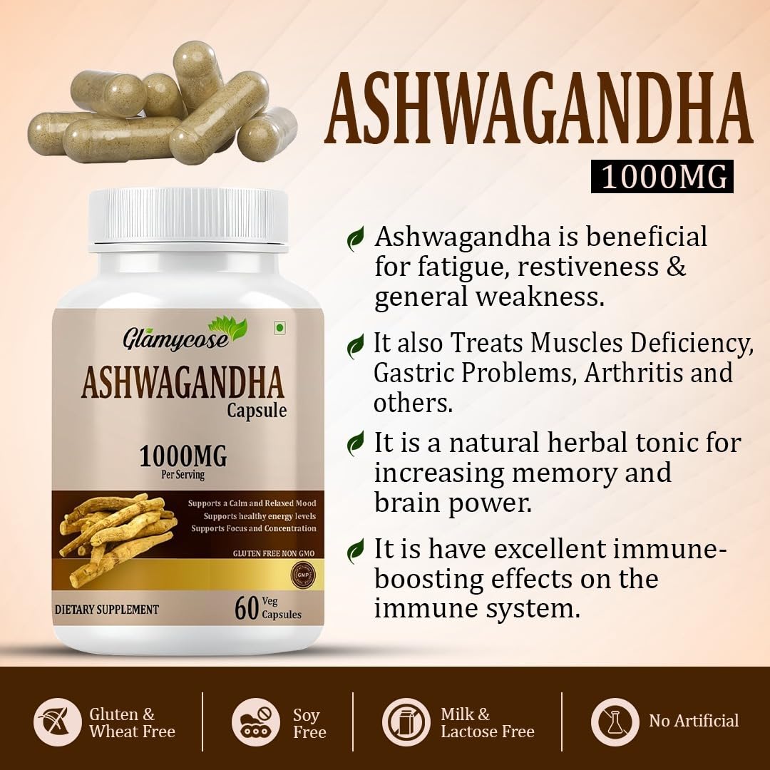 Glamycose Ashwagandha Capsules 60 Count
