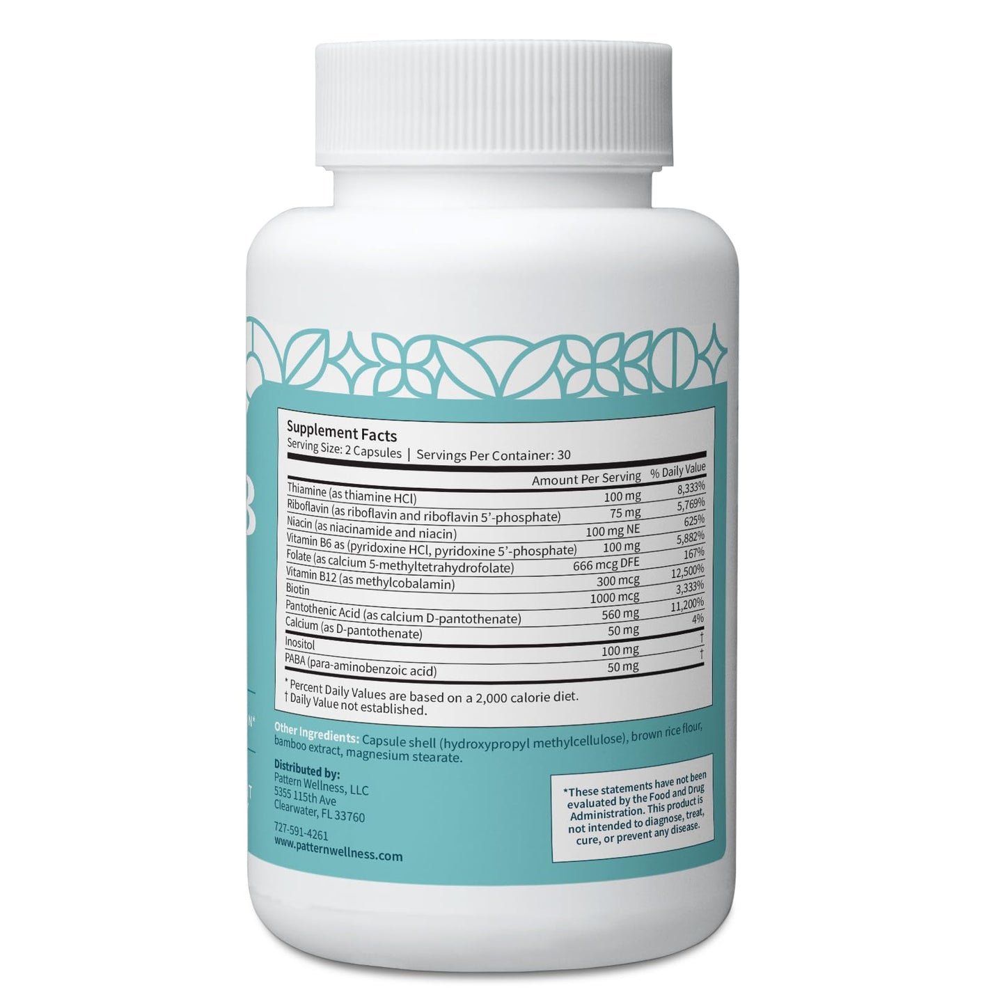 Pattern Wellness Vitamin B Complex Capsules 180 Count