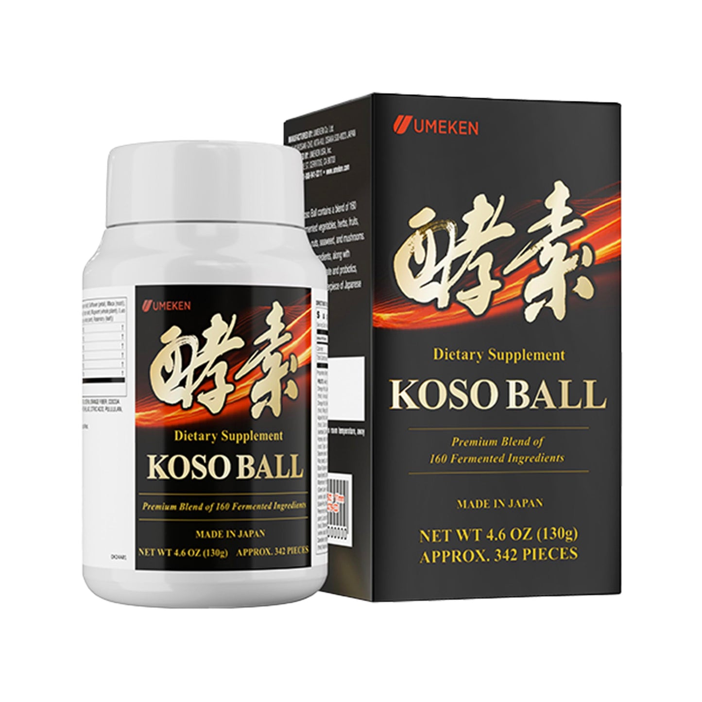 Umeken Koso Ball Infused with Pure 160 Fermented Ingredients, Supports Stomach & Intestine Health, Immune Health, Japanese Supplements for Overall Wellness & Balanced Nutrition, 342 Tablets