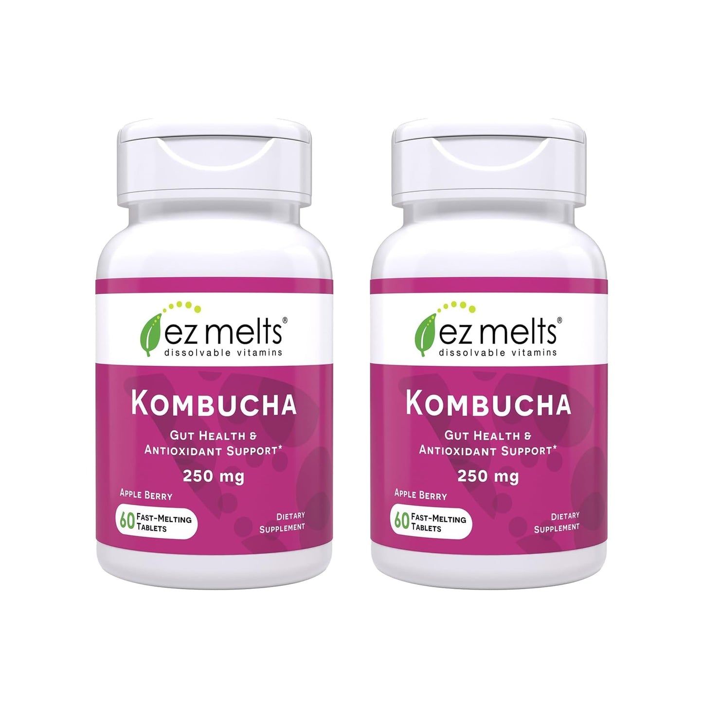EZ Melts Dissolvable Sugar-Free Kombucha Tablets with SCOBY & Apple Cider Vinegar, 120 Tablets