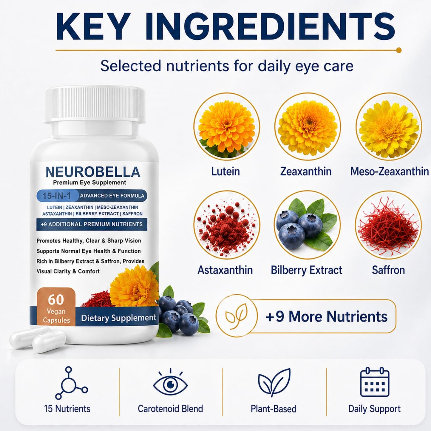 Kuri Nuka Neurobella 15-in-1 Advanced Eye Formula Nutritional Support Capsules 60 Capsules