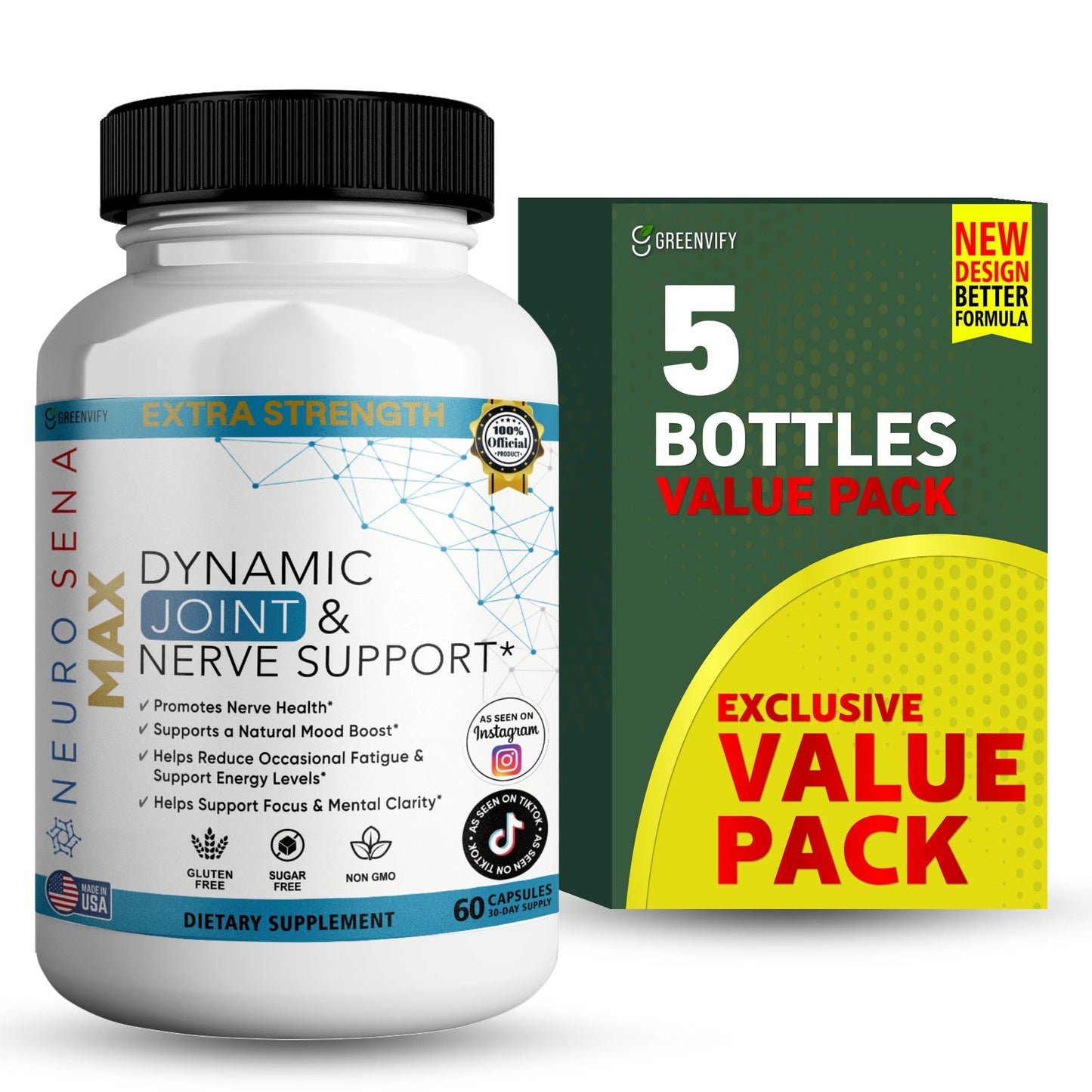 GREENVIFY Extra Strength Joint & Nerve Support Capsule, 60 Capsules