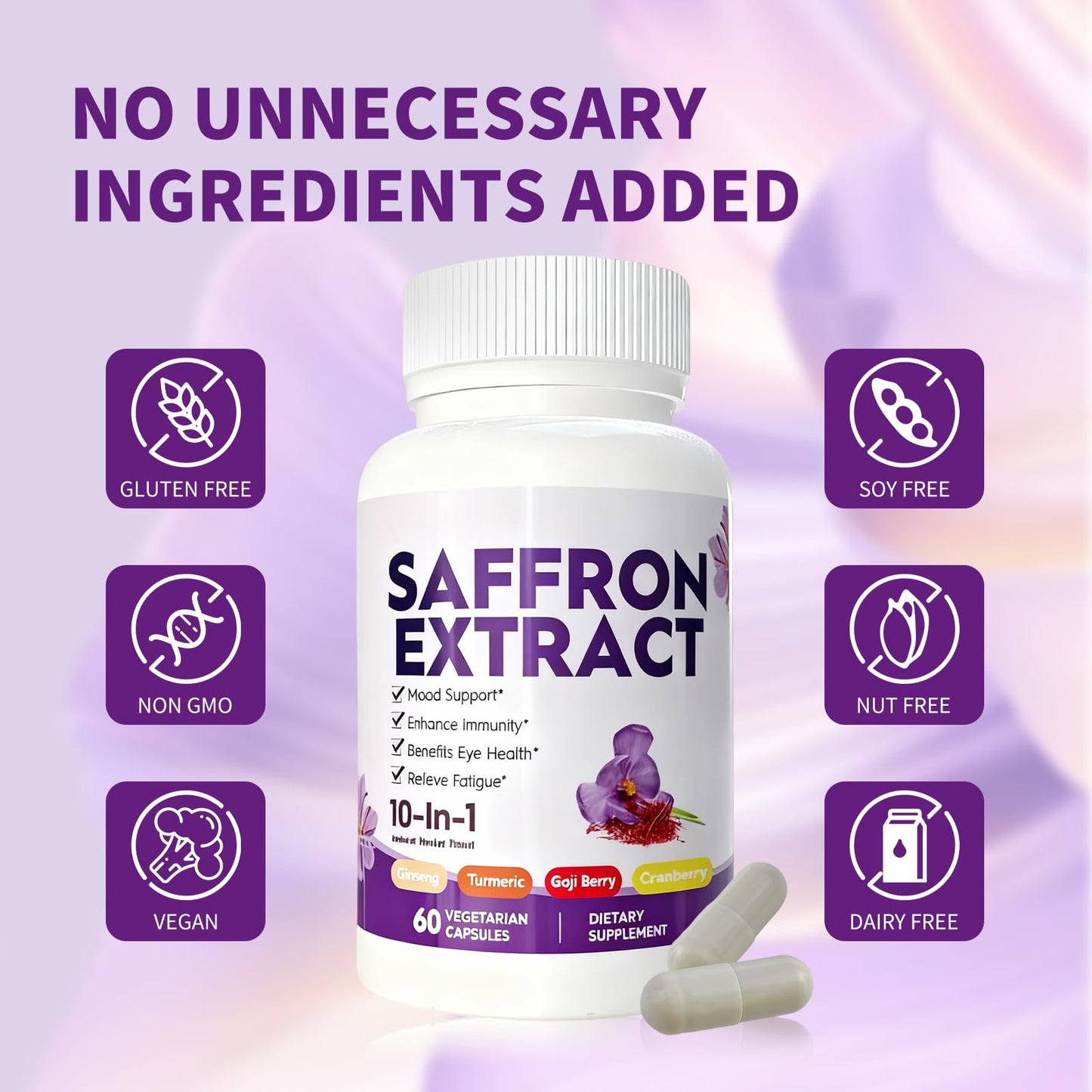 Aihuolian Saffron Turmeric Ginseng Zinc Complex Capsules, 60 Capsules