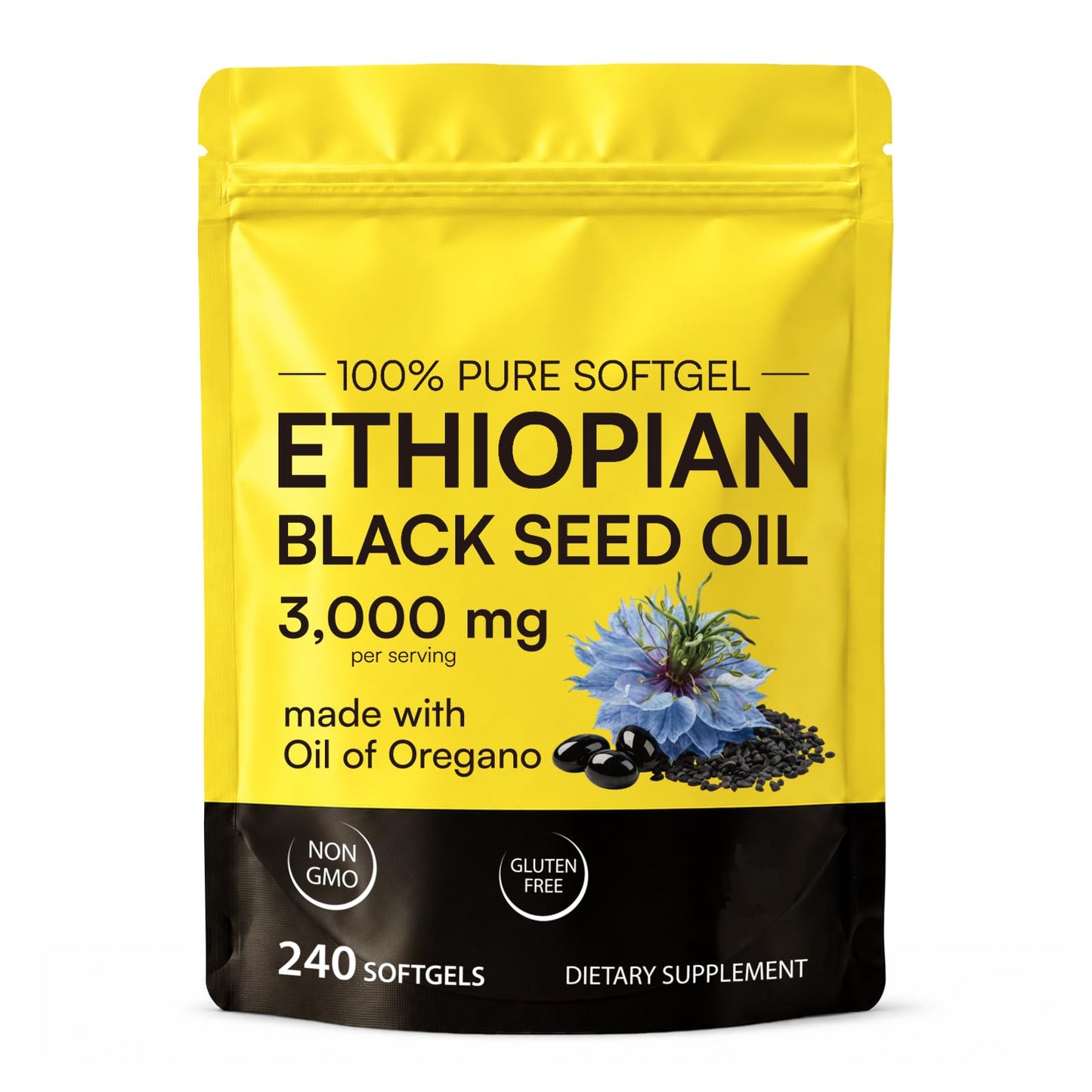 ROWKDRKB Ethiopian Black Seed Oil Capsules 240 Count