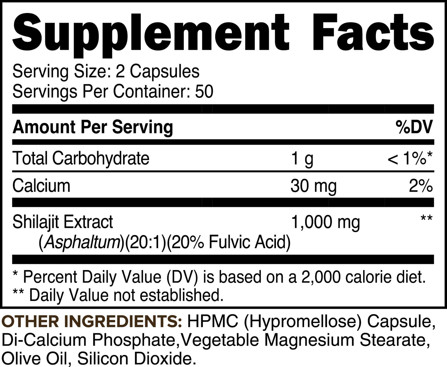 Bucked Up Shilajit 1000mg 20:1 Extract with 20% Fulvic Acid Capsules, 100 Count