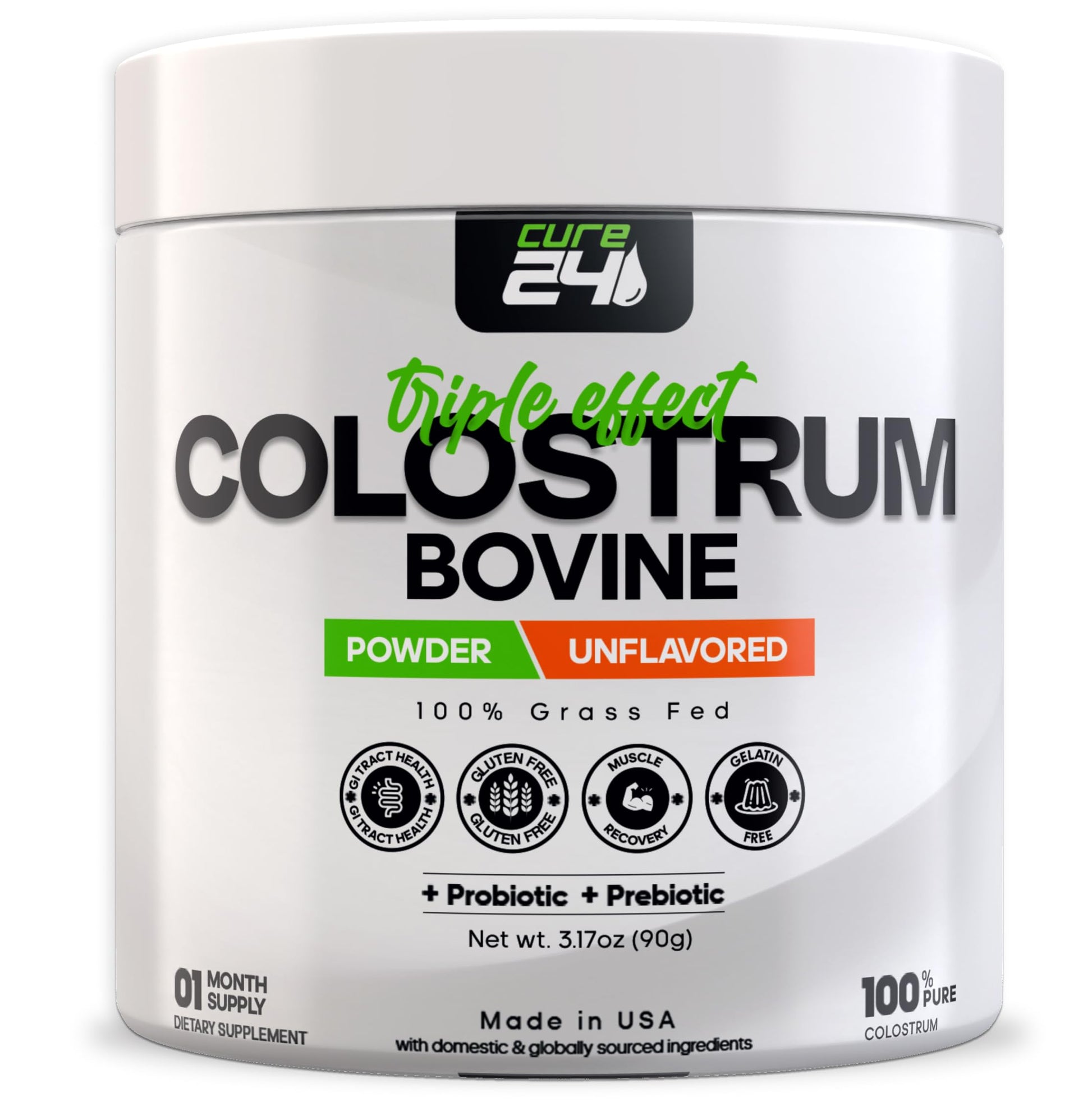 Cure24 Bovine Colostrum X3 Supplement Powder 3.17 Ounce