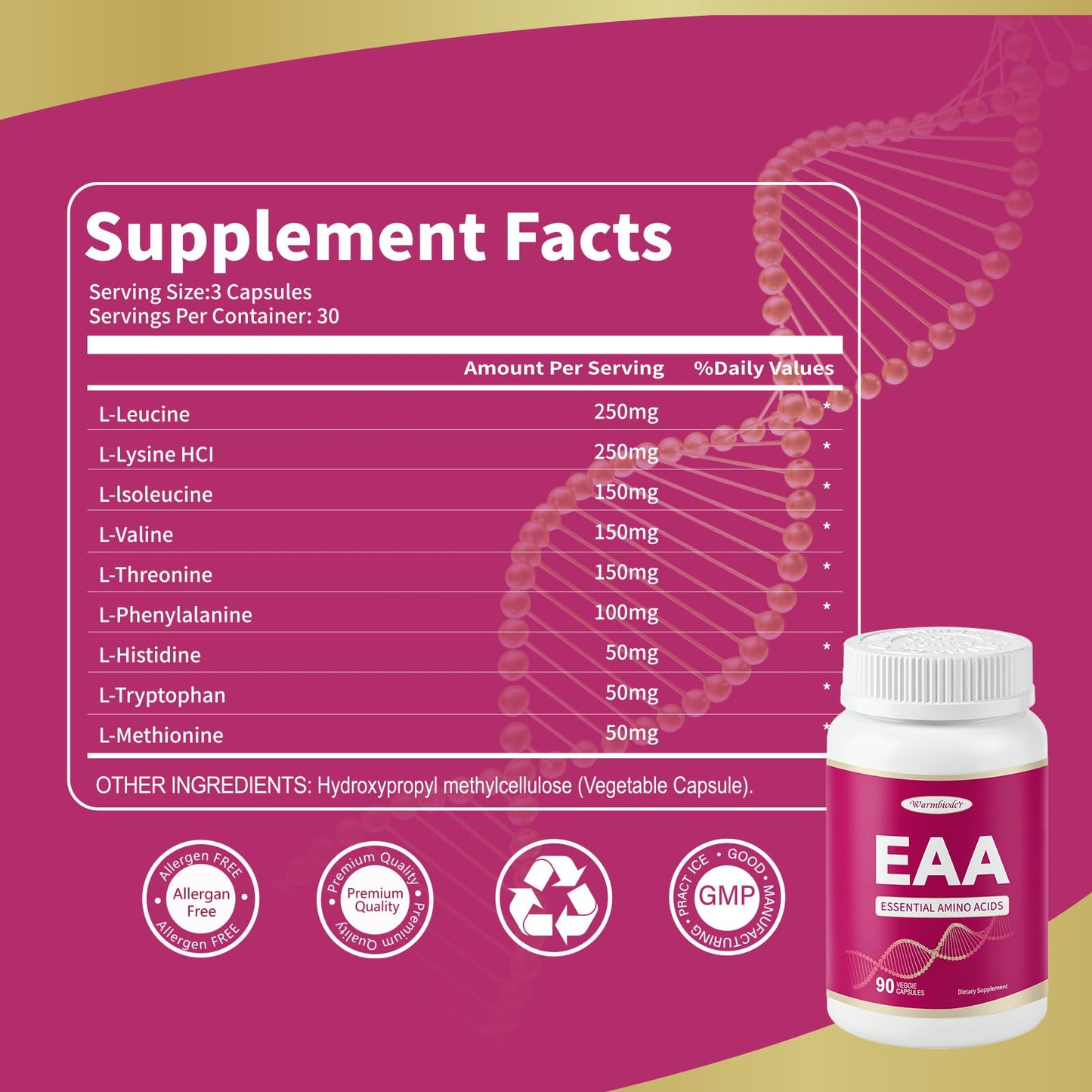 Warmbioder EAA Capsules 1200mg, 90 Capsules