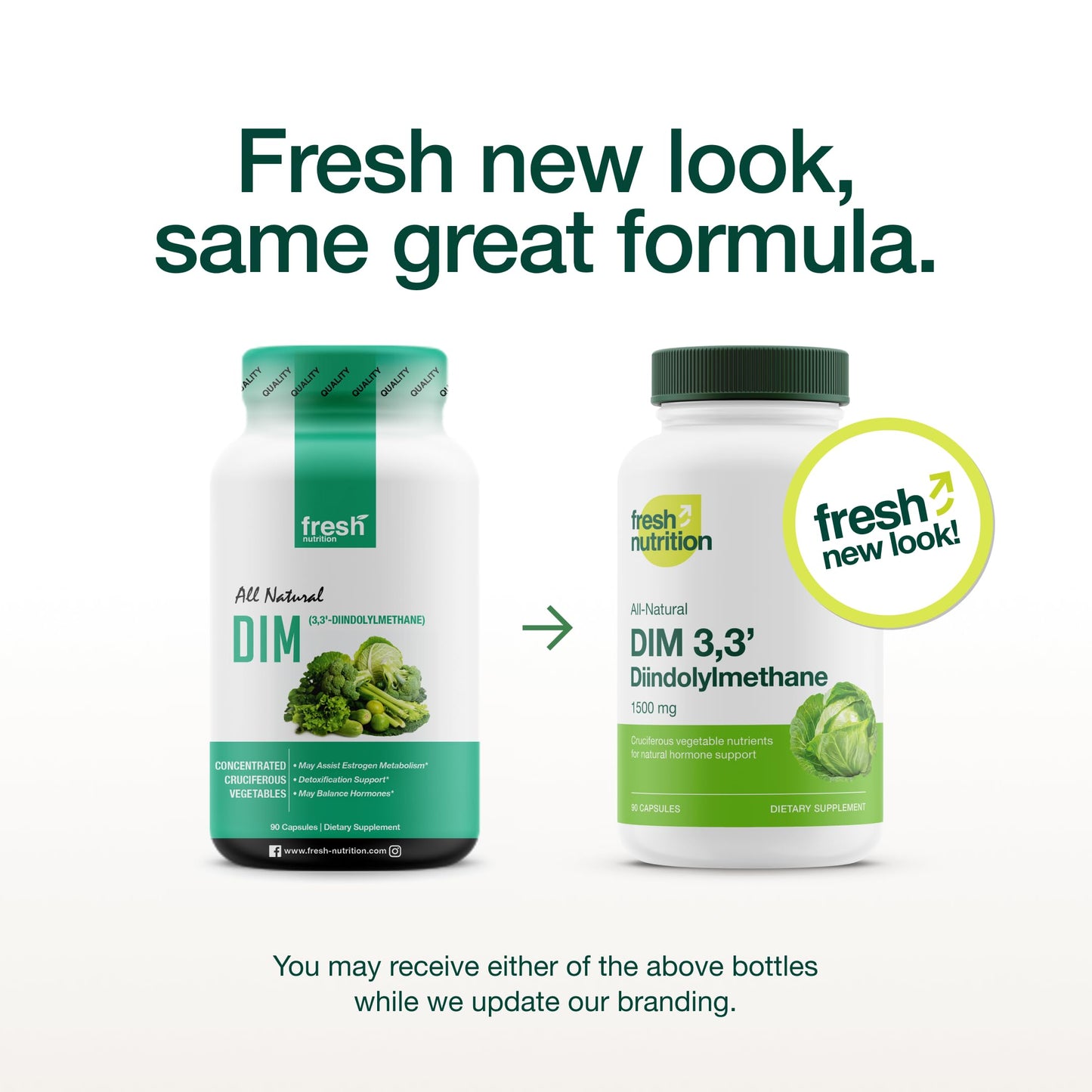 Fresh Nutrition DIM Supplement 500mg Diindolylmethane, 90 Capsules