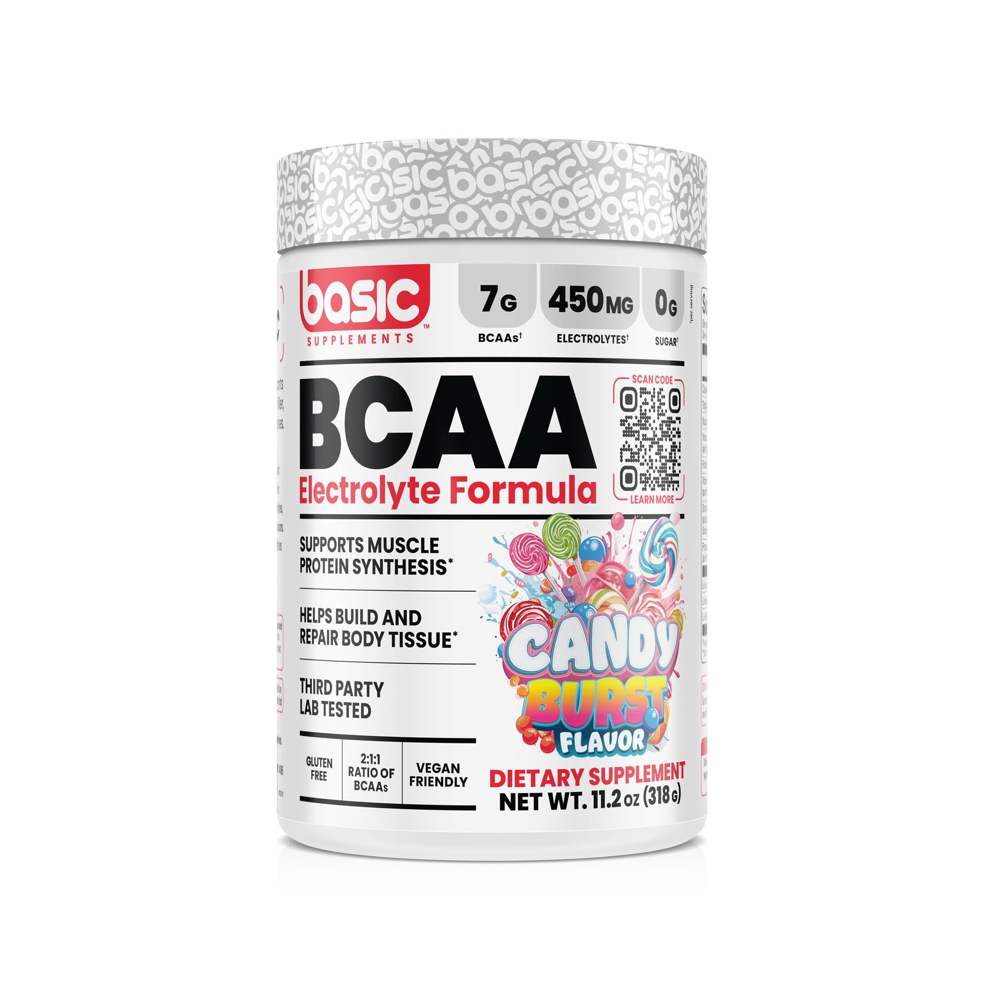 BASIC SUPPLEMENTS BCAA Powder, Instantized Formula, 7g BCAAs, 2:1:1 Ratio, 11.1 oz