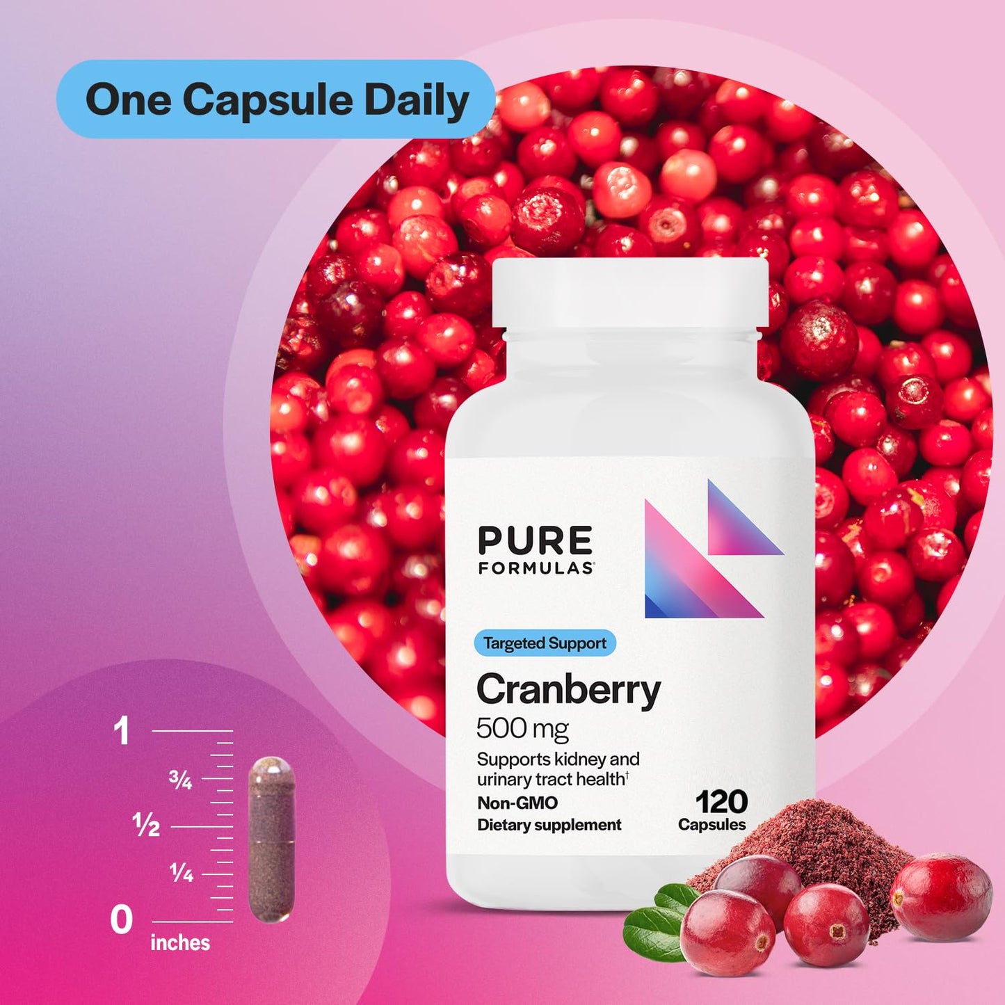 PureFormulas Cranberry 500 mg Capsule, 120 Count