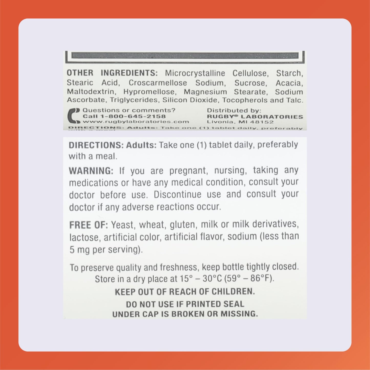 Rugby Laboratories Vitamin D3 100 Tablets