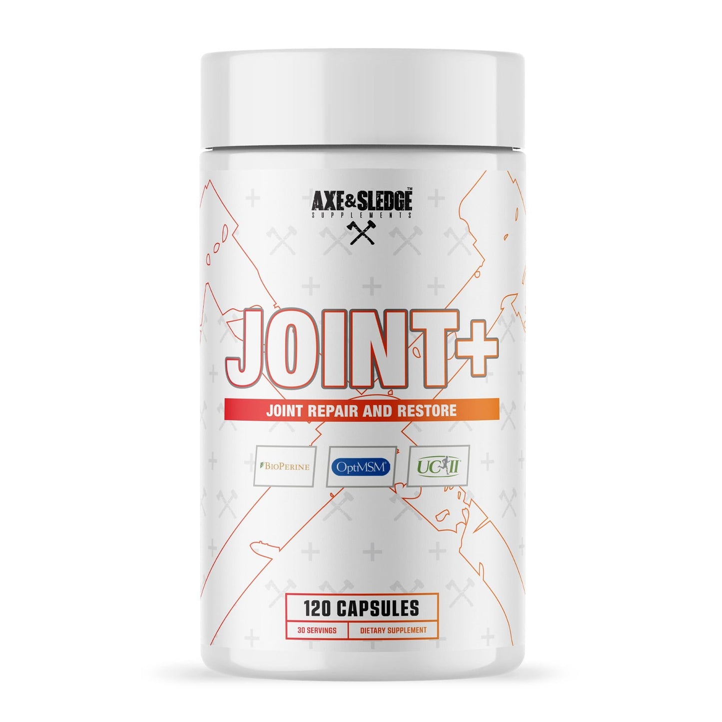 Axe & Sledge Joint+ Joint Health Support Supplement with UC-II Collagen, Glucosamine, MSM, Bioperine Capsule 1