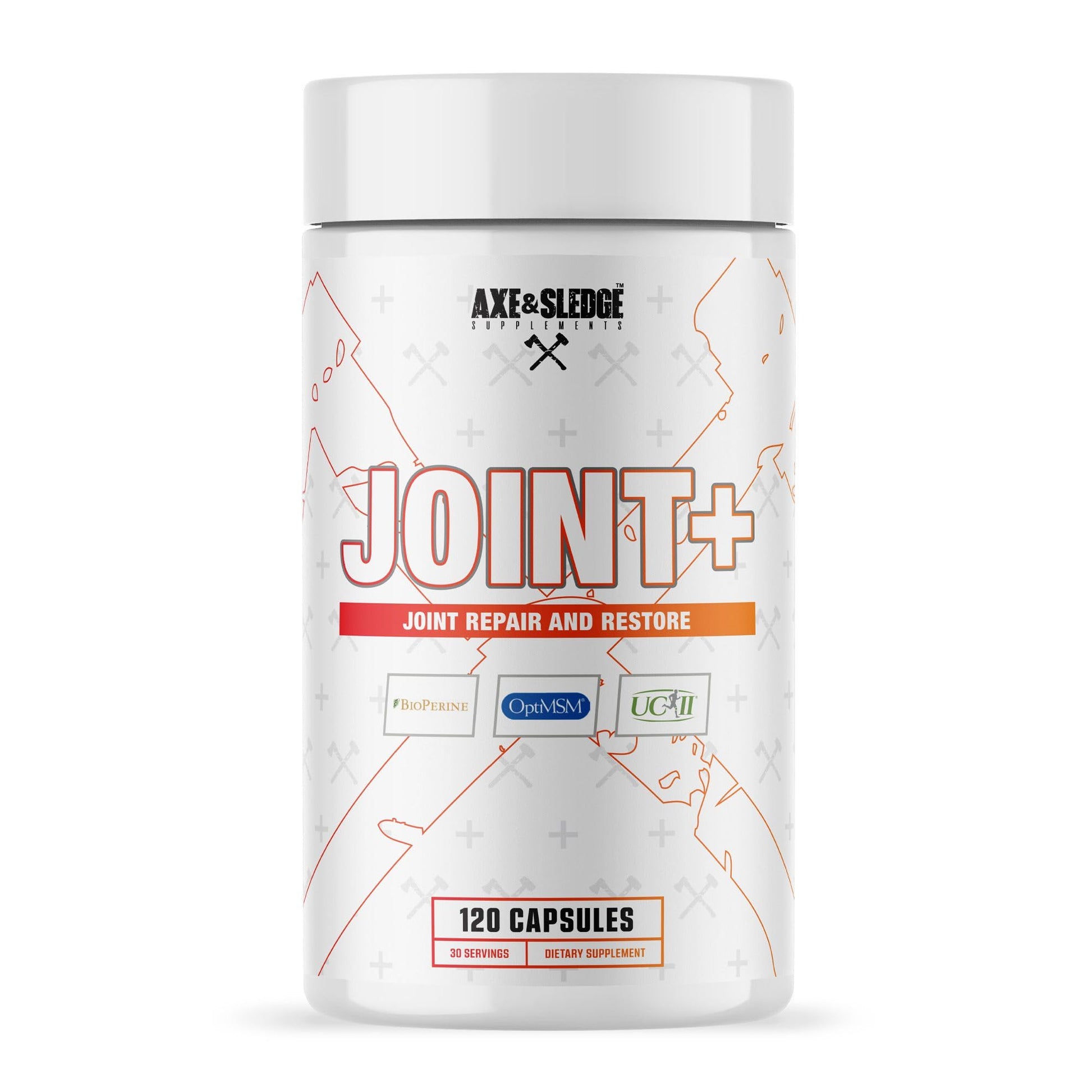 Axe & Sledge Joint+ Joint Health Support Supplement with UC-II Collagen, Glucosamine, MSM, Bioperine Capsule 1