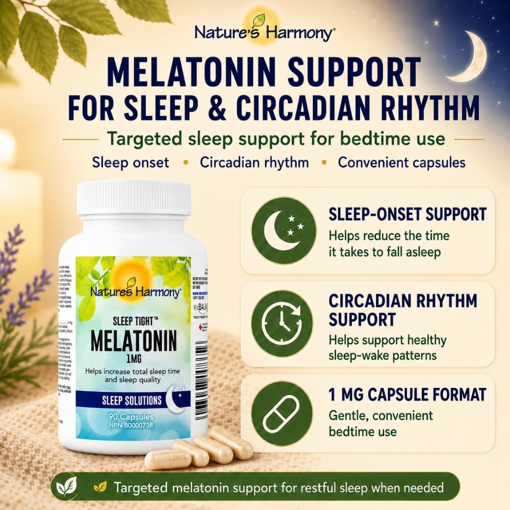 Nature's Harmony Melatonin 1mg Capsules, 90 Count