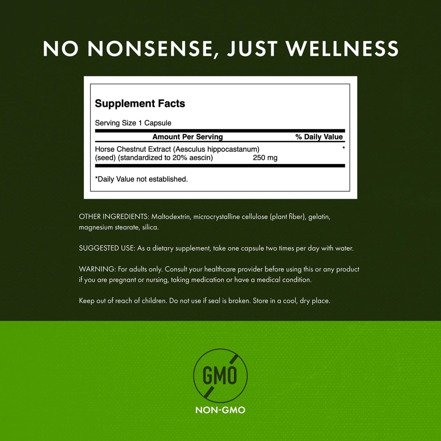 Swanson Horse Chestnut 22% Aescin (Standardized) 250 Milligrams Capsules 240