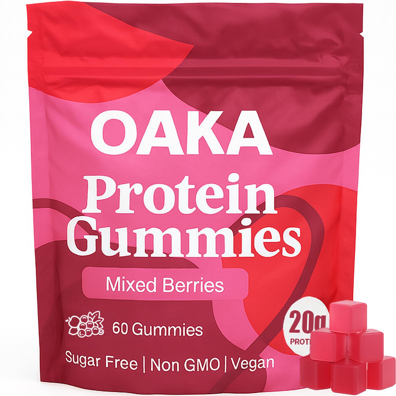 ipxkwll OAKA Protein Gummies, 60 Gummies