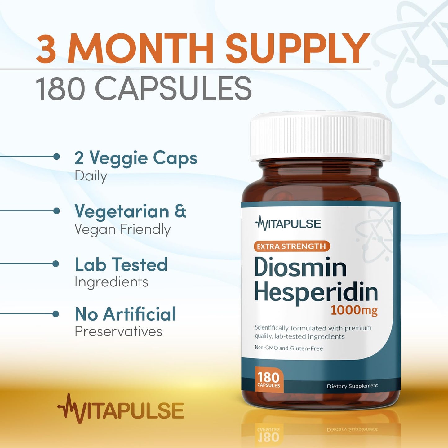 VitaPulse Hesperidin Plus 1000mg Per Serving Capsule 180 Count
