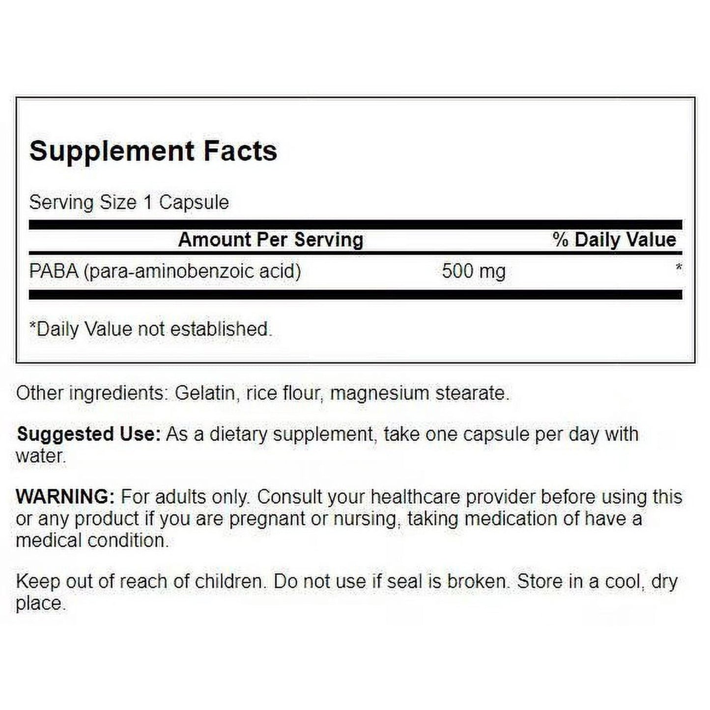 Swanson PABA Capsule, 240 Capsules
