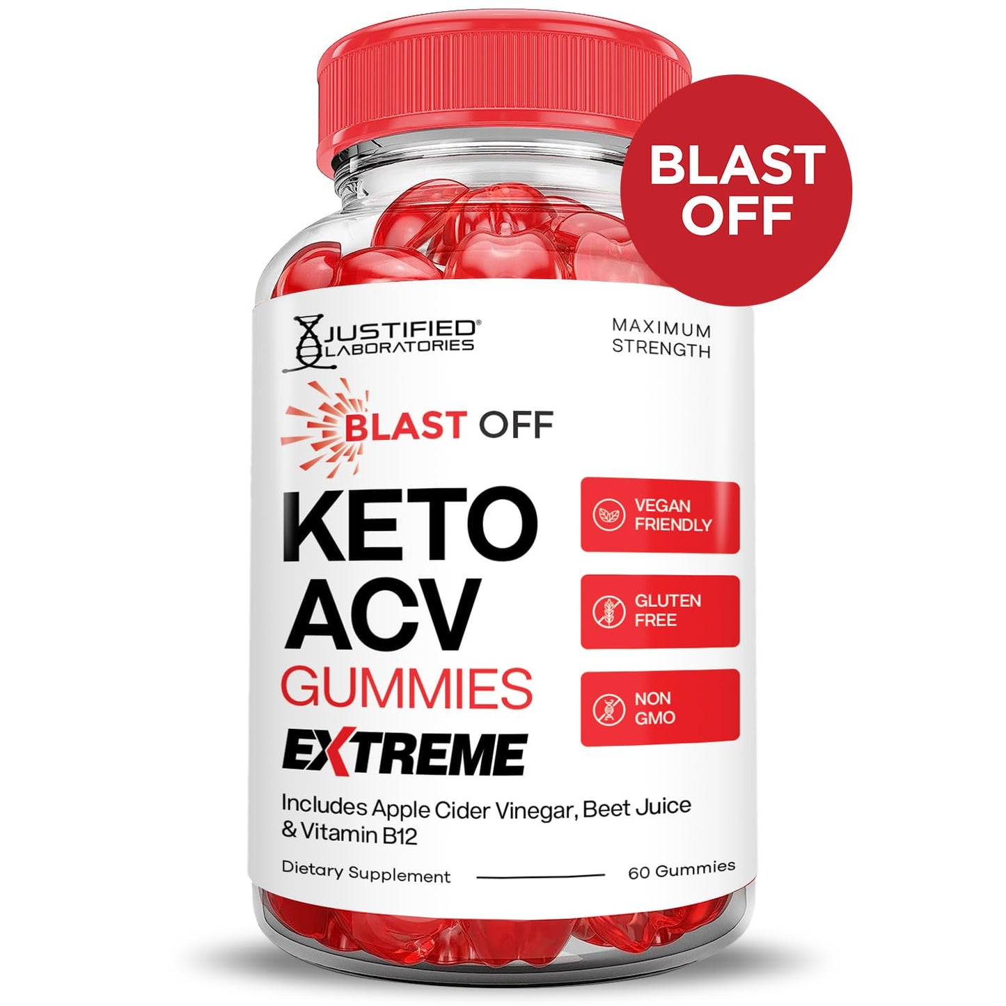 Justified Laboratories Blast Off Keto ACV 2000MG Extreme Gummies 60 Count